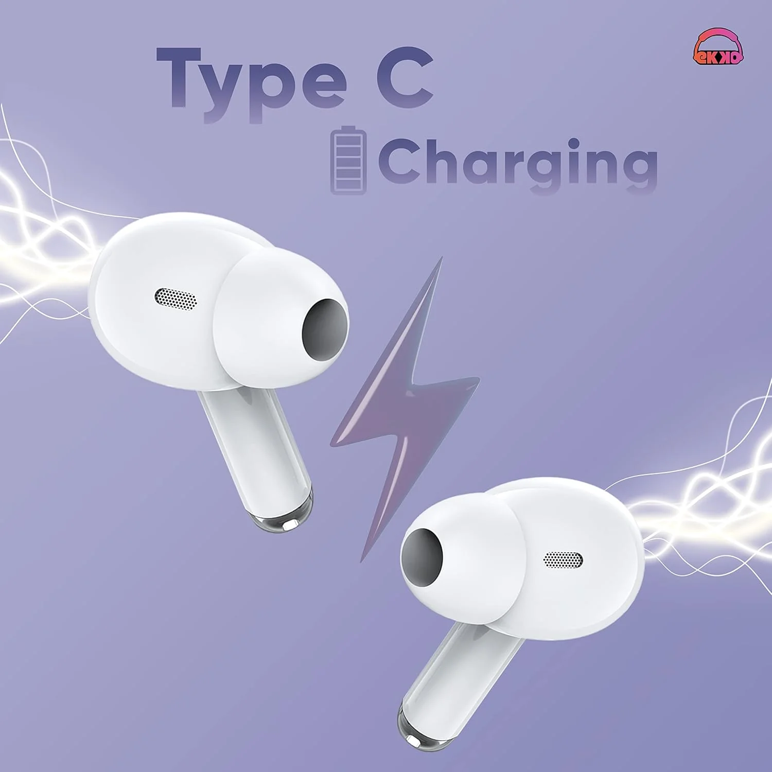 EKKO Earbeats T05 TWS: ENC Call Noise Cancellation, Twin Connect, 10MM Driver, Massive Bass, Water Resistance, Siri & Google Assistant (White) - Image 6