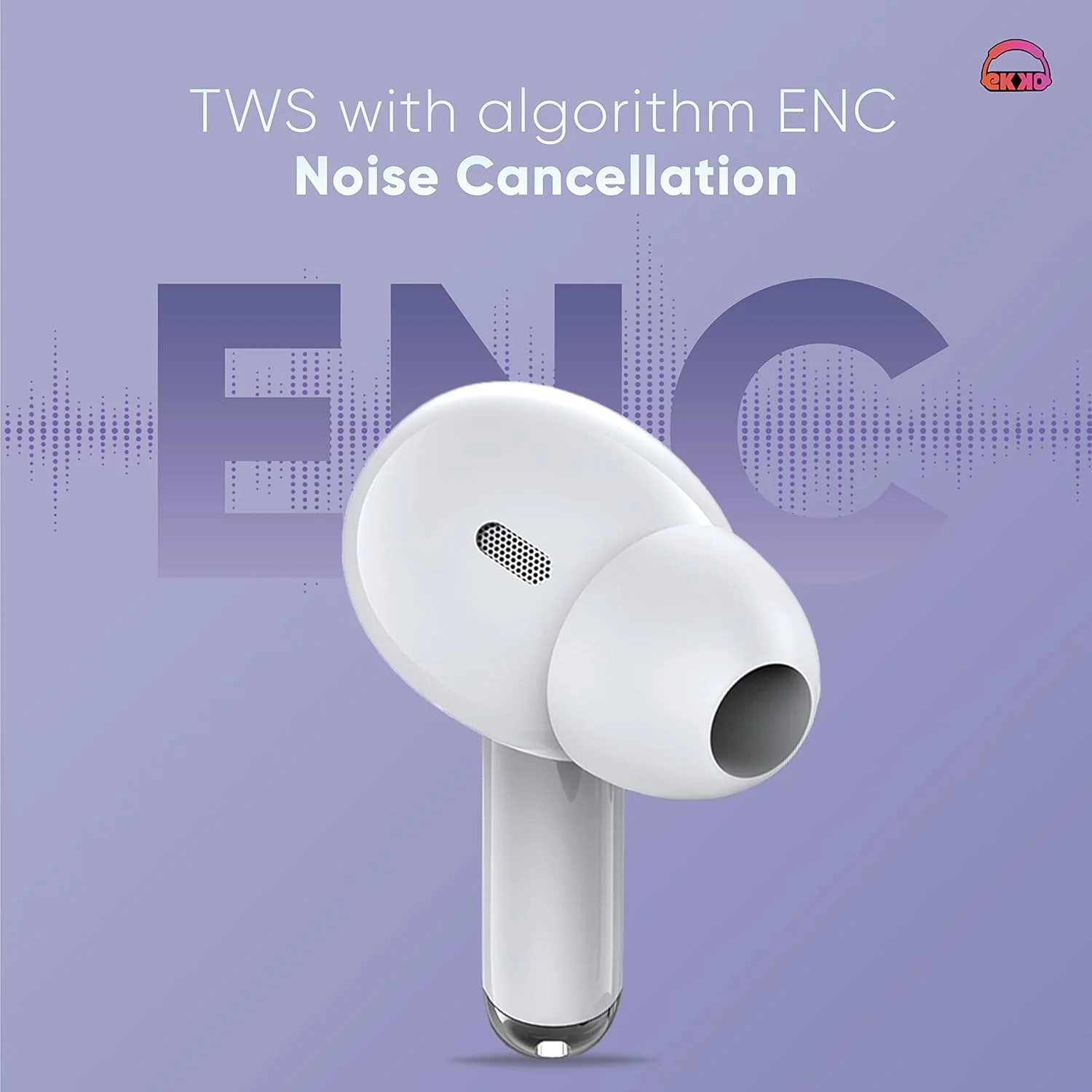 EKKO Earbeats T05 TWS: ENC Call Noise Cancellation, Twin Connect, 10MM Driver, Massive Bass, Water Resistance, Siri & Google Assistant (White) - Image 8