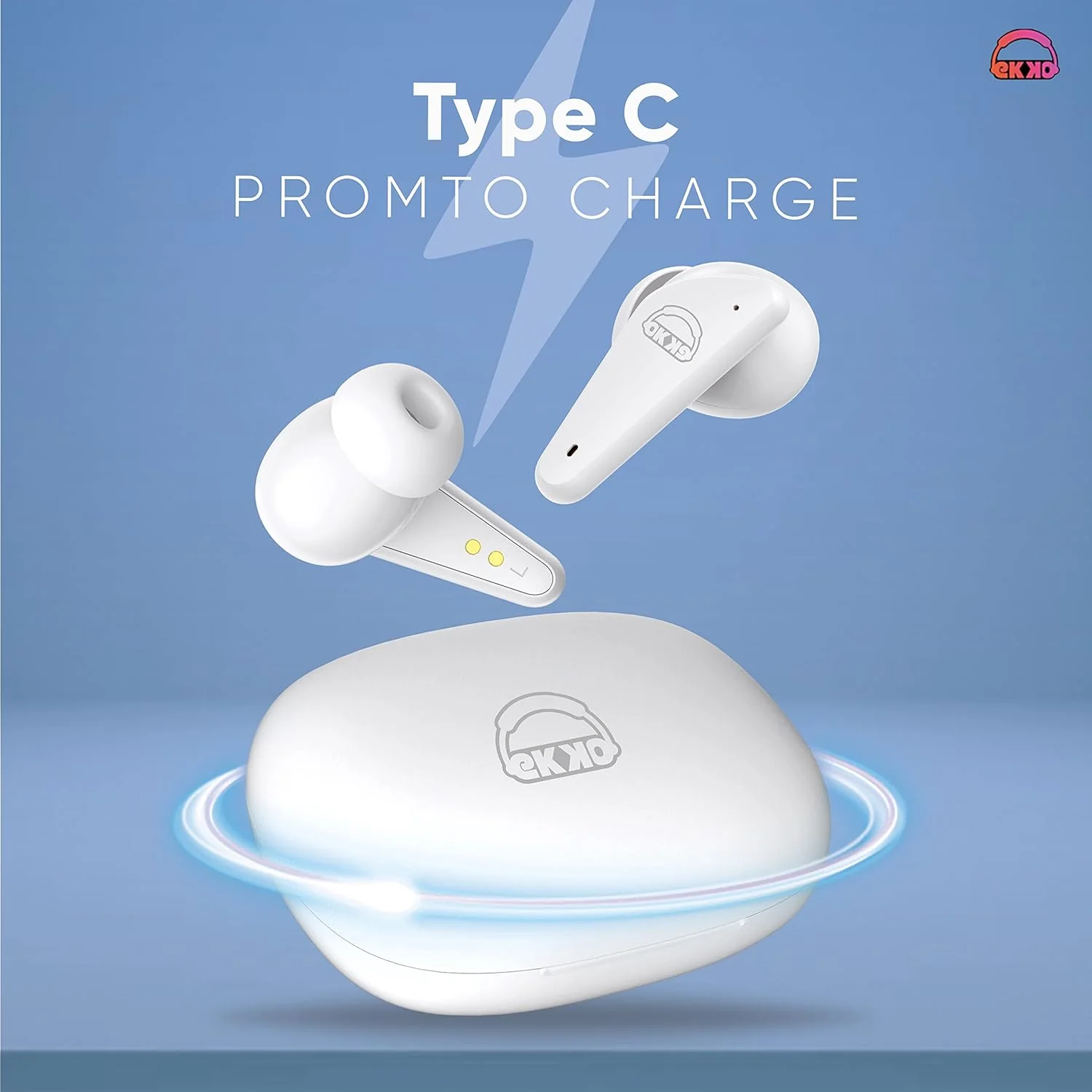 EKKO Earbeats T09: Mic, ENC Call Noise Cancellation, 40H Playtime, 10MM Driver, Twin Connect, Maxx Bass, Water Resistance (White) - Image 10