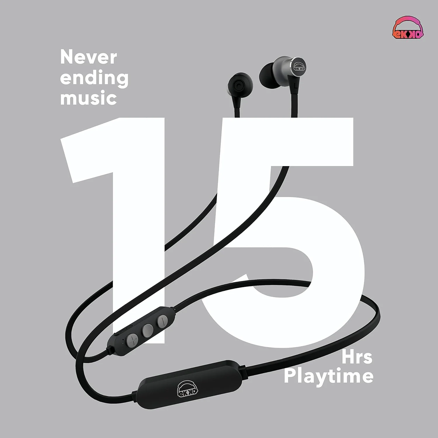 EKKO Unplug N02 Neckband, 15 Hours Playback Time with Super Sound Heavy Bass, Max BASS, Twin Connect, Siri & Google Assistant Activate - Image 4