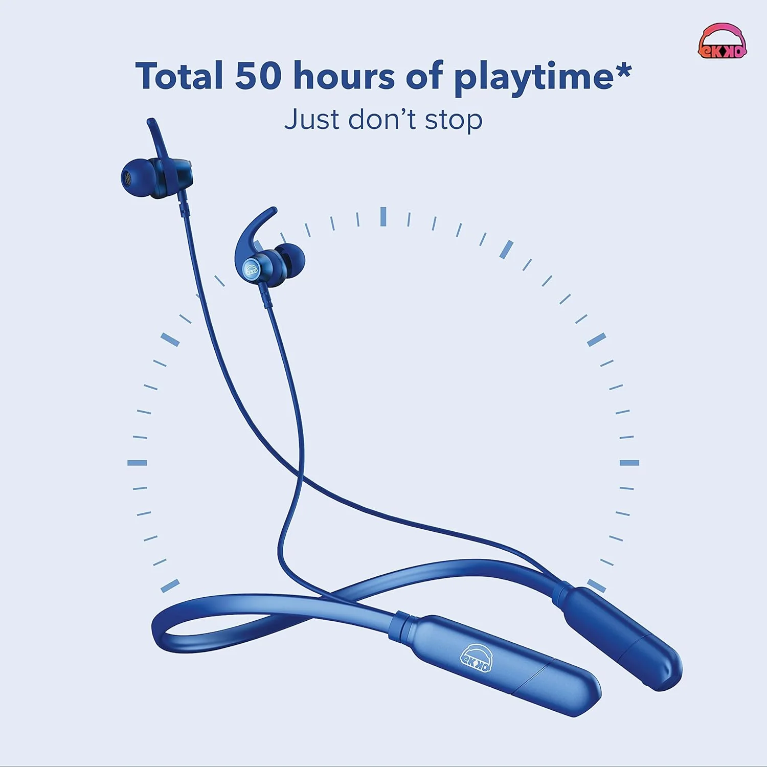 EKKO Unplug N05 Neckband, 50 Hours Playback Time 10 mm Driver Size, Bluetooth V5.2, Quick Charging, IPX4 Protection, SIRI & Google Assistant - Image 5