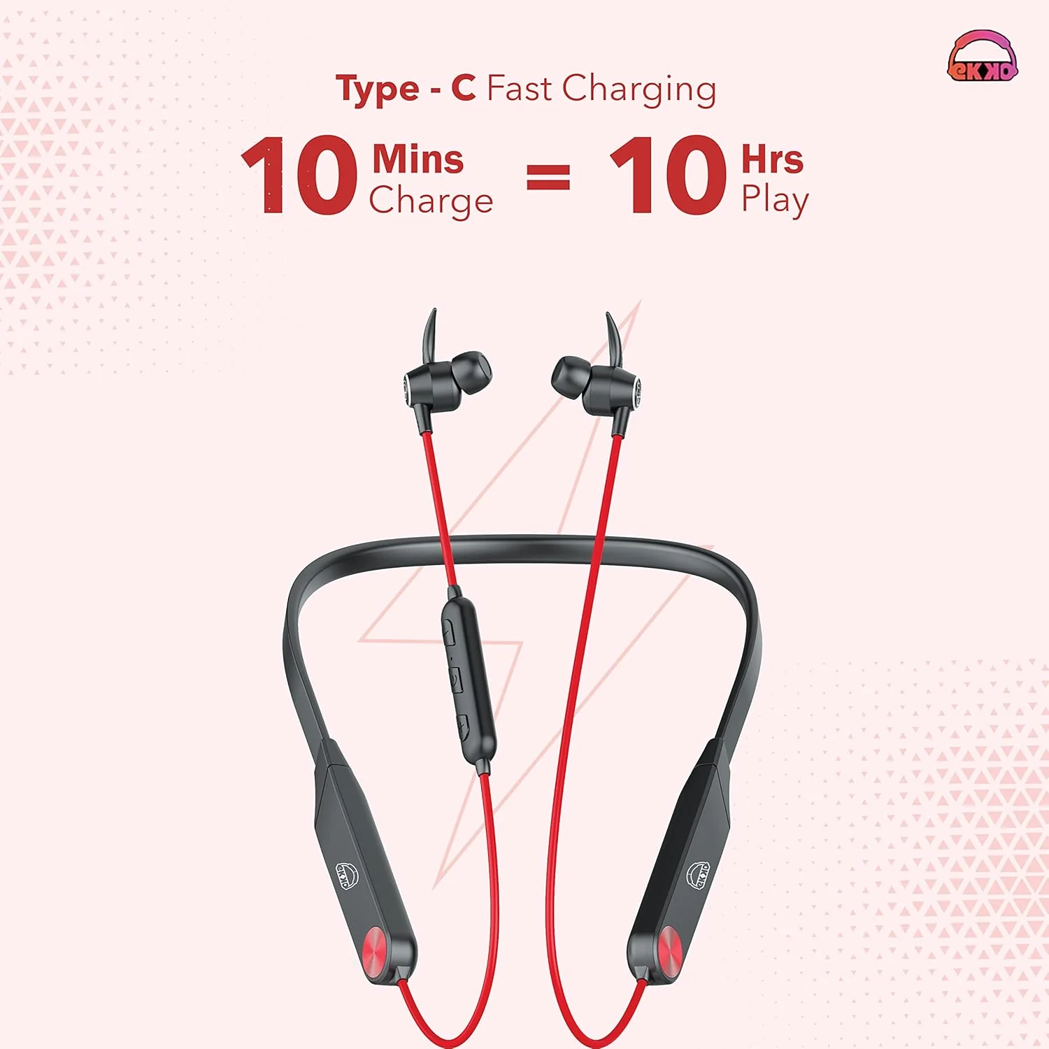 EKKO Unplug N06: Supreme ENC, 40ms Latency, Max BASS, Gaming Boost, Type-C, Siri & Google Assistant (Red) - Image 6
