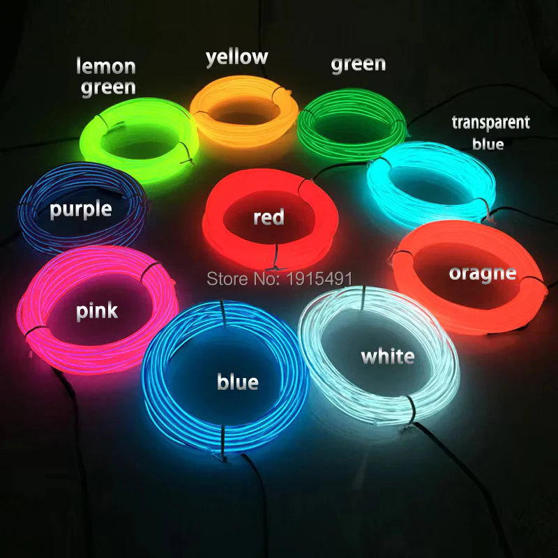 EL Wire LED Costumes Cosplay Outfit Neon Dance Wear 3 meter 1 pc - Image 2
