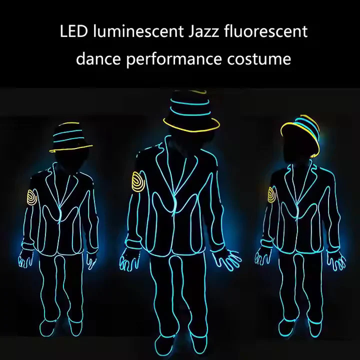 EL Wire LED Costumes Cosplay Outfit Neon Dance Wear 3 meter 1 pc - Image 3