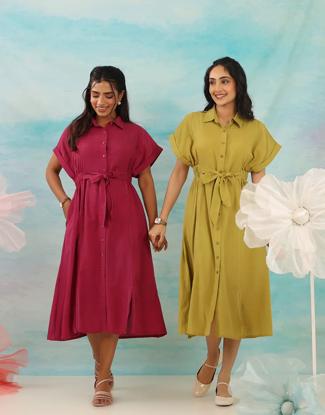 ELEANOR SOLID GREEN MIDI DRESS - Image 7