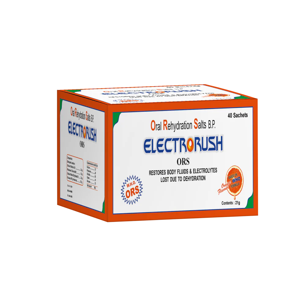 Electrorush ORS Orange powder I Ready to Drink I Oral Rehydration Contains Electrolytes | WHO Recommended Formula - Image 3