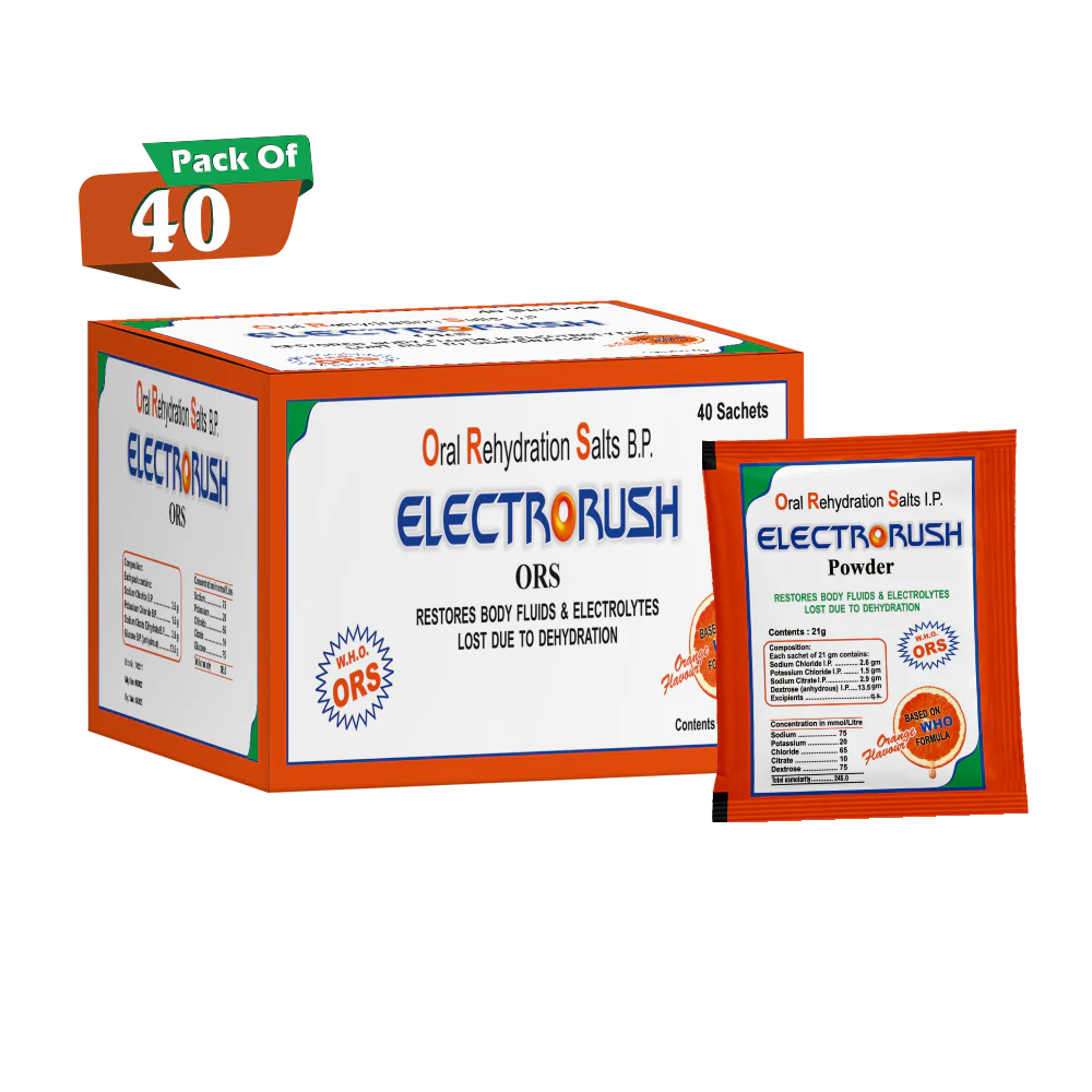 Electrorush ORS Orange powder I Ready to Drink I Oral Rehydration Contains Electrolytes | WHO Recommended Formula - Image 5