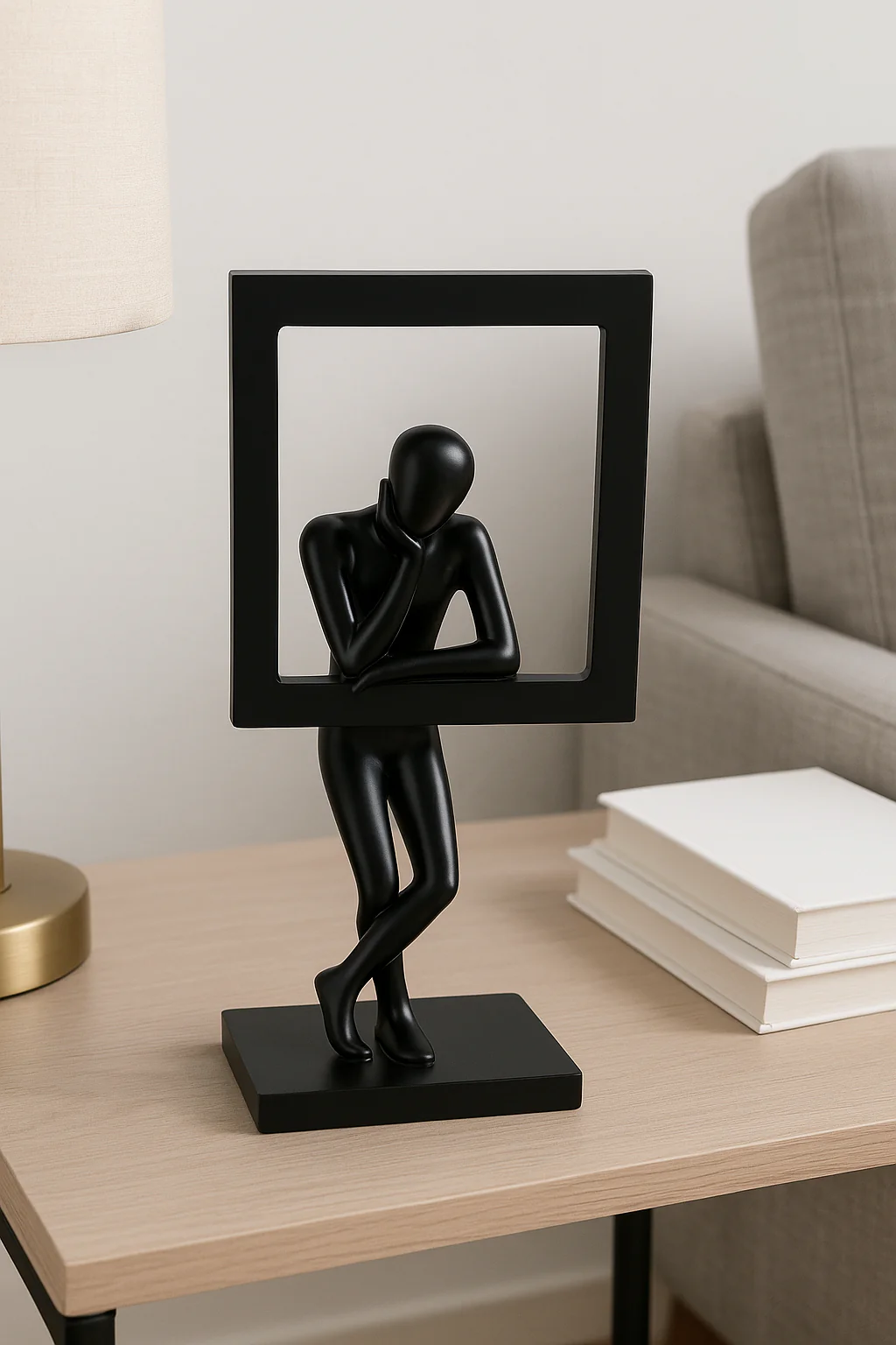 Elegant Black Resin Abstract Table Decor Sculpture - Image 4