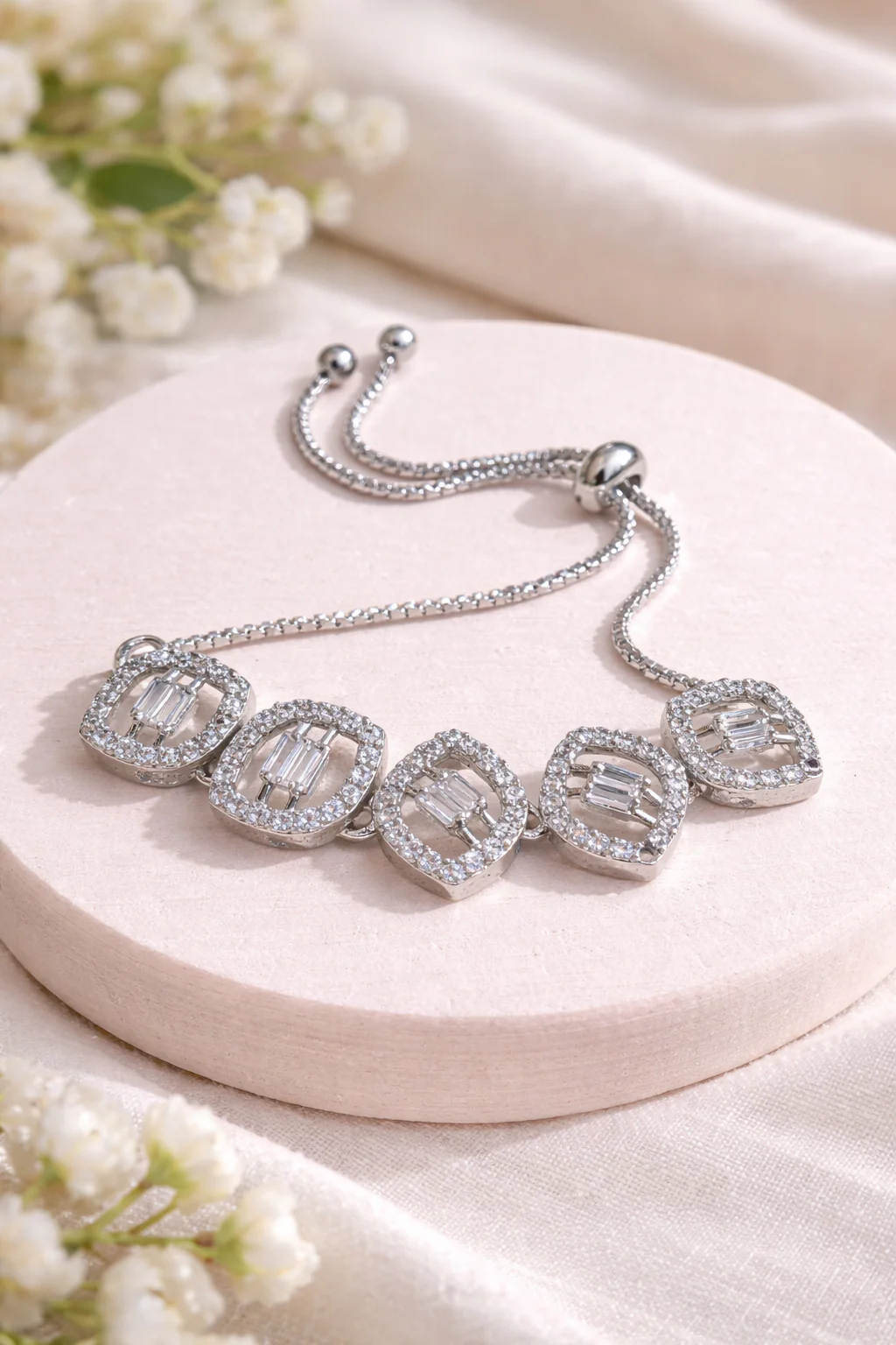 Elegant Diamond-Cut AD Adjustable Kada Bracelet