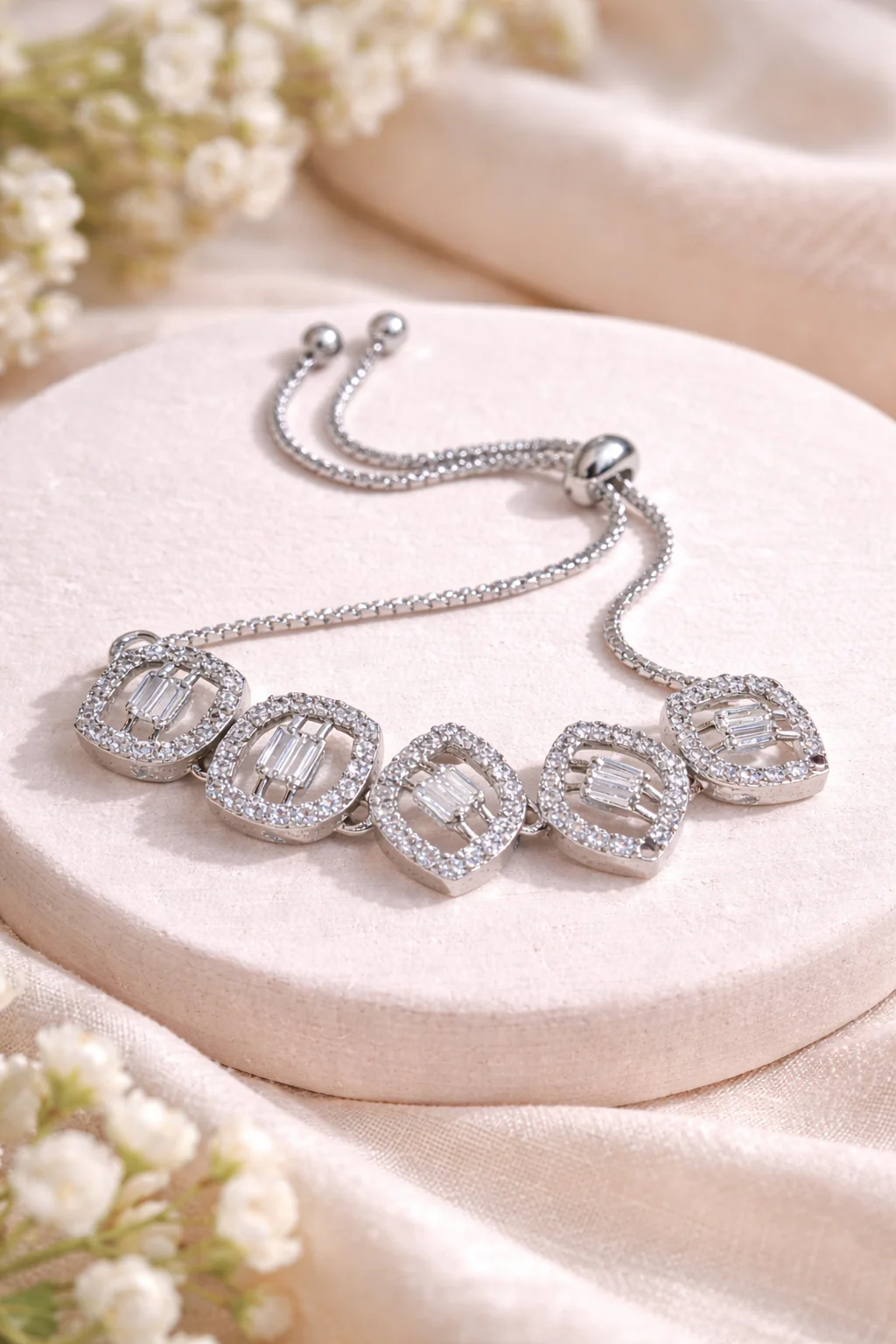 Elegant Diamond-Cut AD Adjustable Kada Bracelet - Image 2
