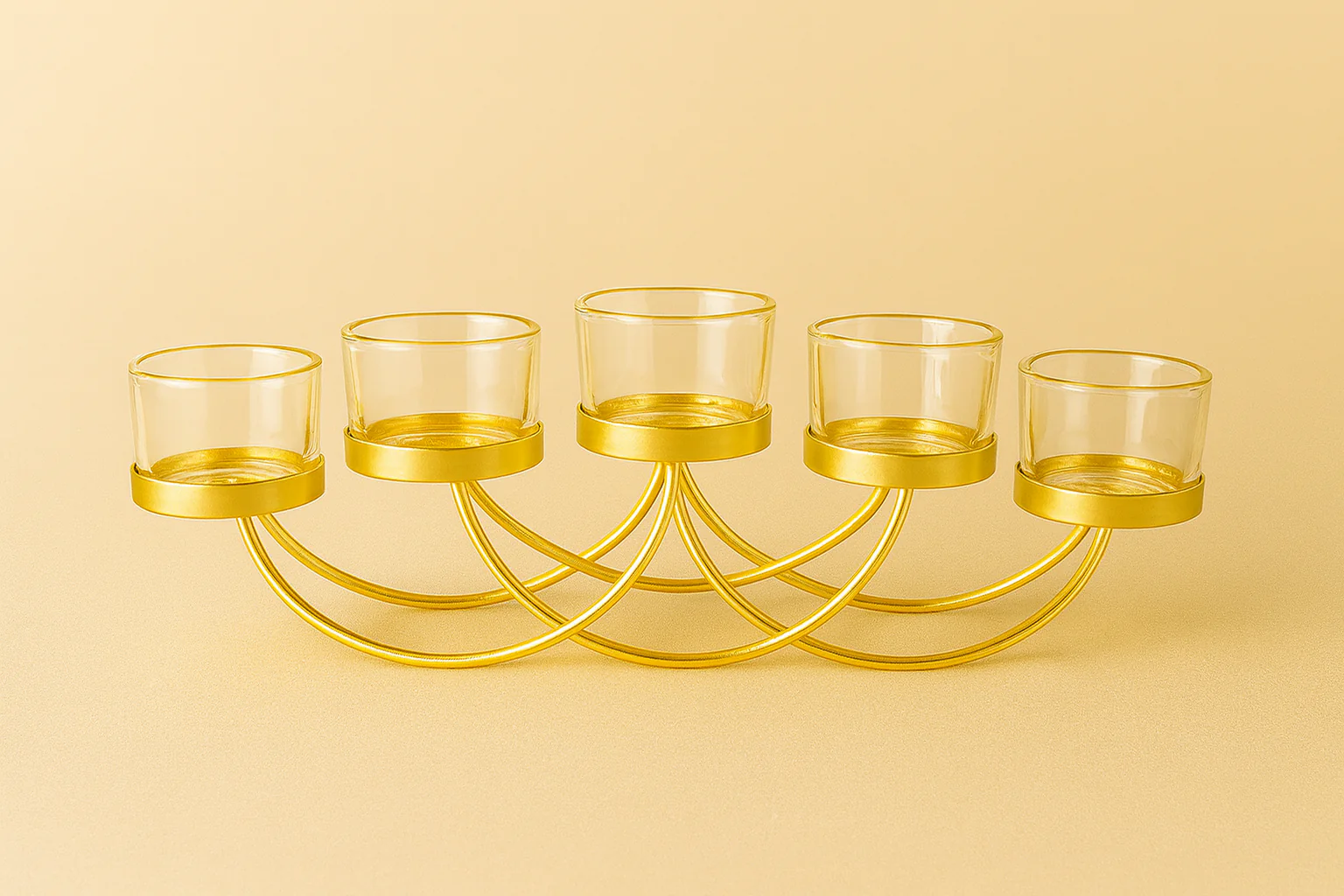 Elegant Gold 5-Candle Holder for Tealights - Image 3