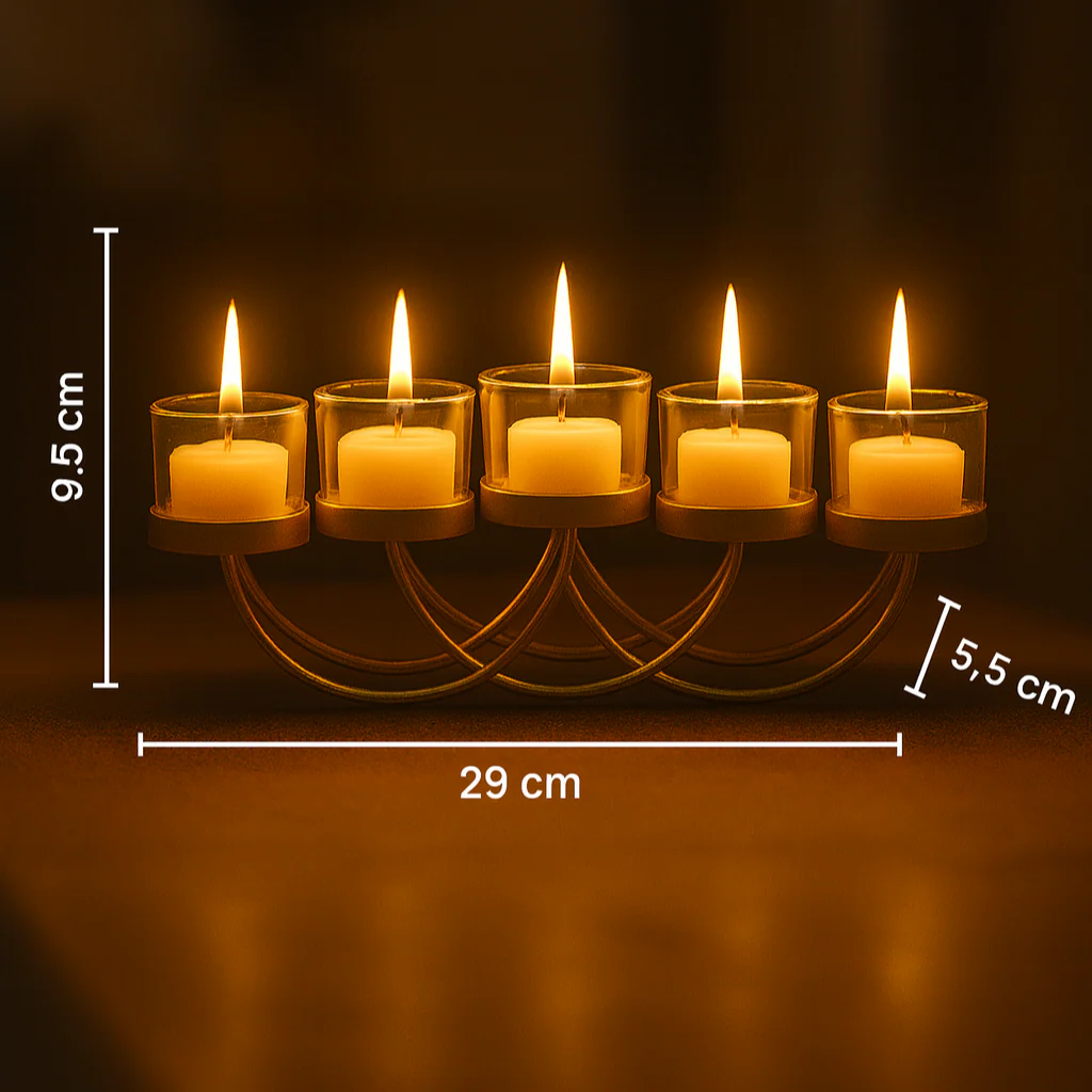 Elegant Gold 5-Candle Holder for Tealights - Image 4