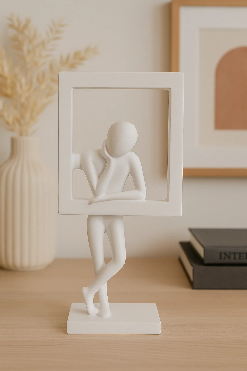 Elegant White Resin Abstract Table Decor Sculpture - Image 6