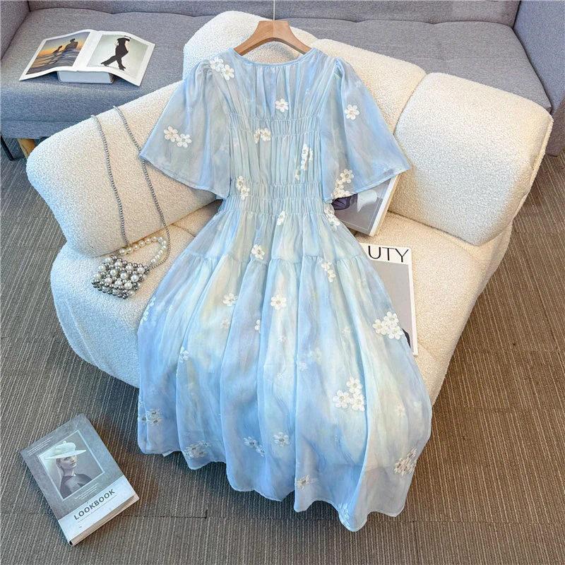 Eliana Embroidery Plus Size Silk Dress - Image 2