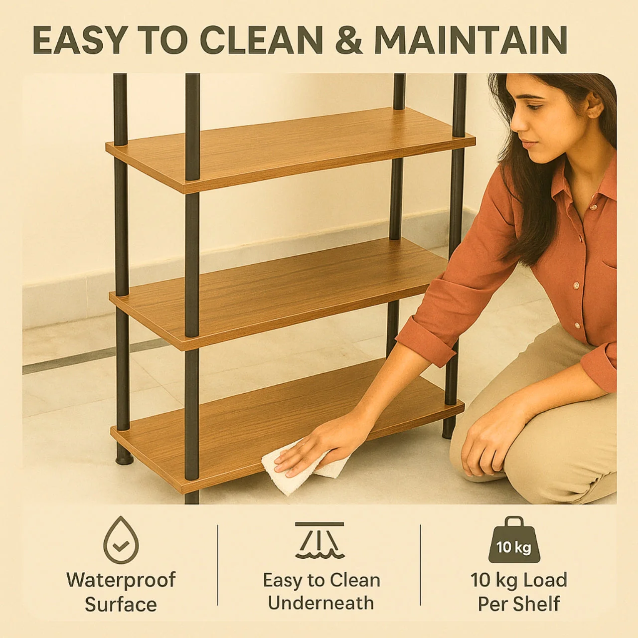 Elio 4-Tier Plant Stand – Space-Saving Vertical Shelf for Balcony & Indoors - Image 3