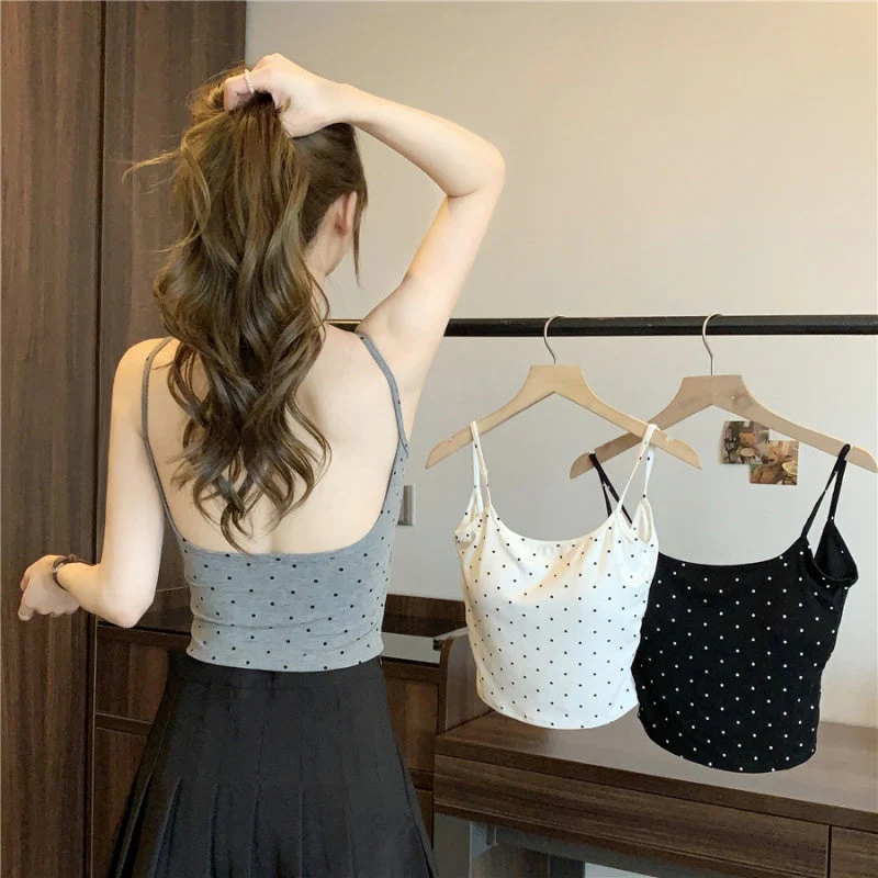Emerson Low Back Buit-In Bra Polka Top