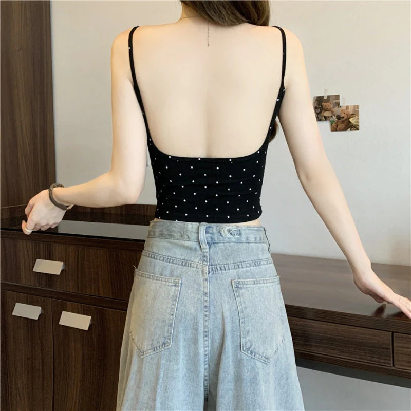 Emerson Low Back Buit-In Bra Polka Top - Image 2