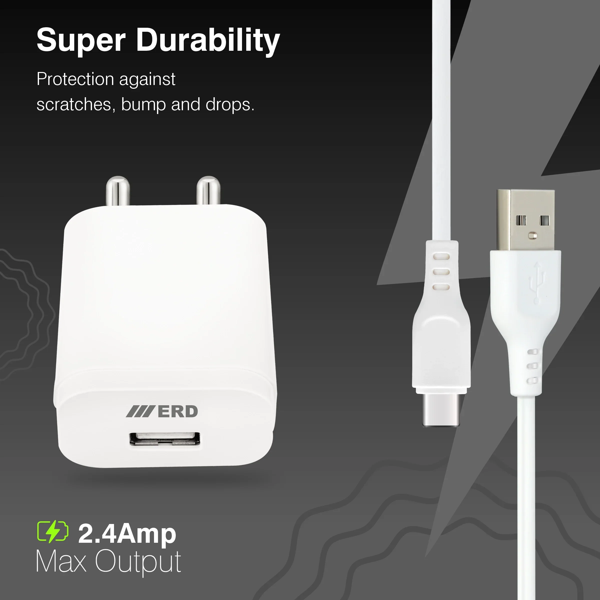 ERD TC-203 CHARGER + USB C WHITE 12W - Image 5