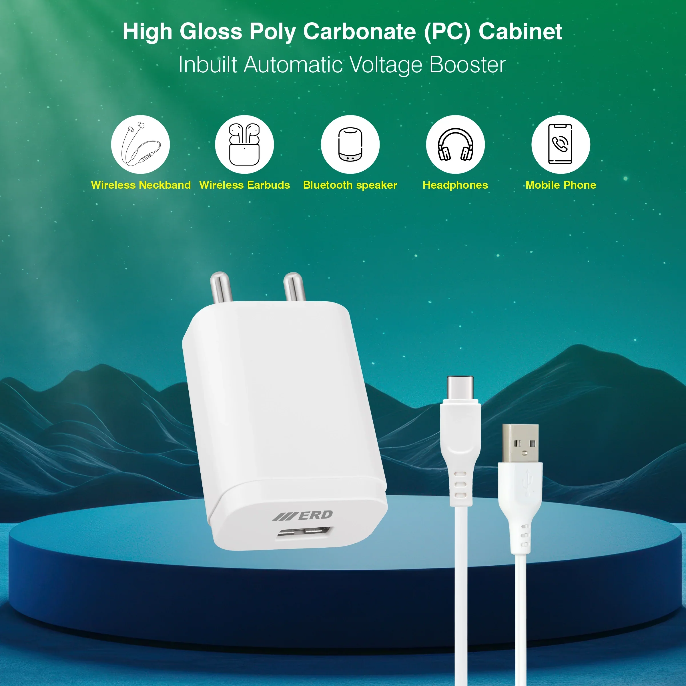 ERD TC-222 CHARGER WITH USB-C VOOK WHT 20W - Image 3