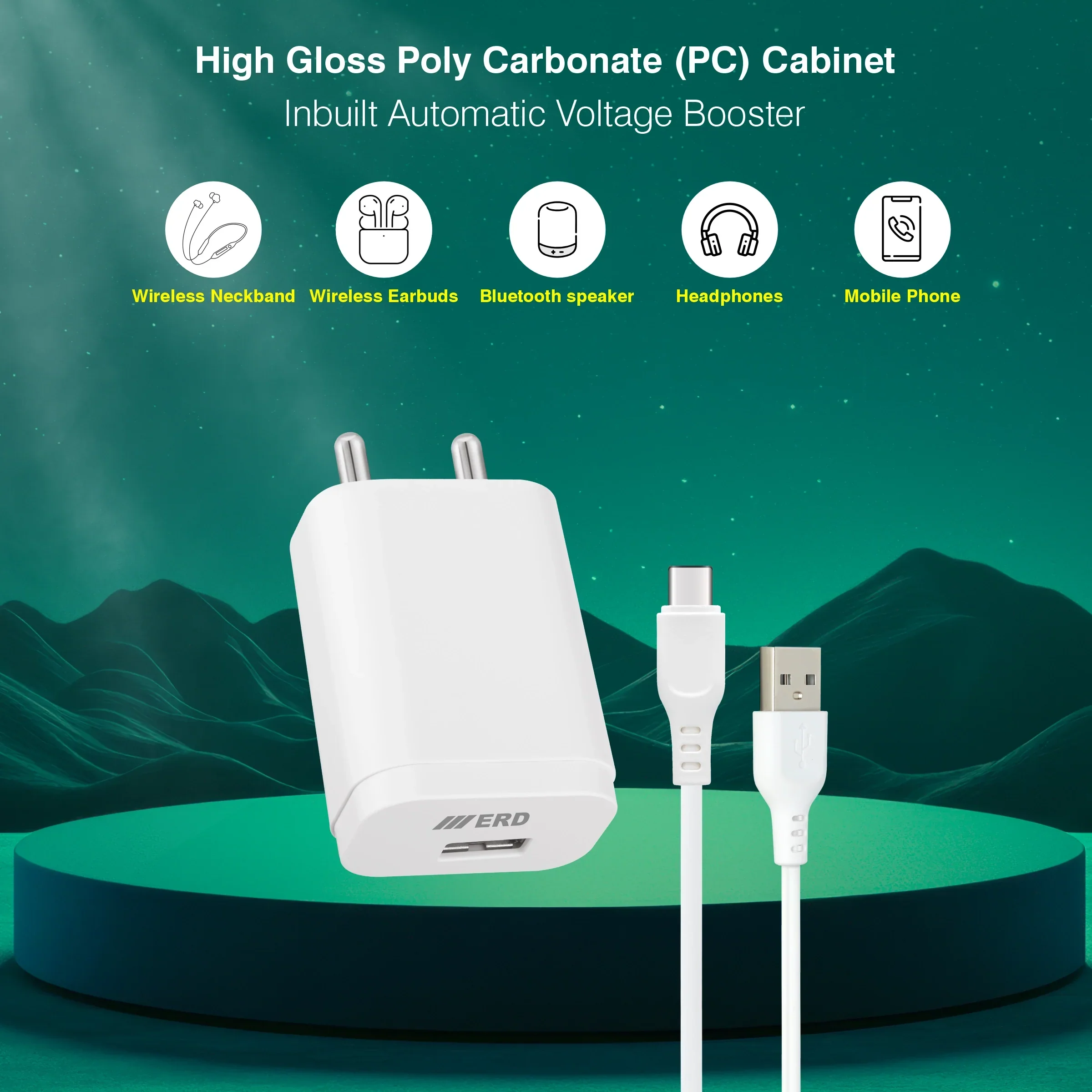 ERD TC-223 CHARGER WITH USB-C VOOK WHT 33W - Image 3
