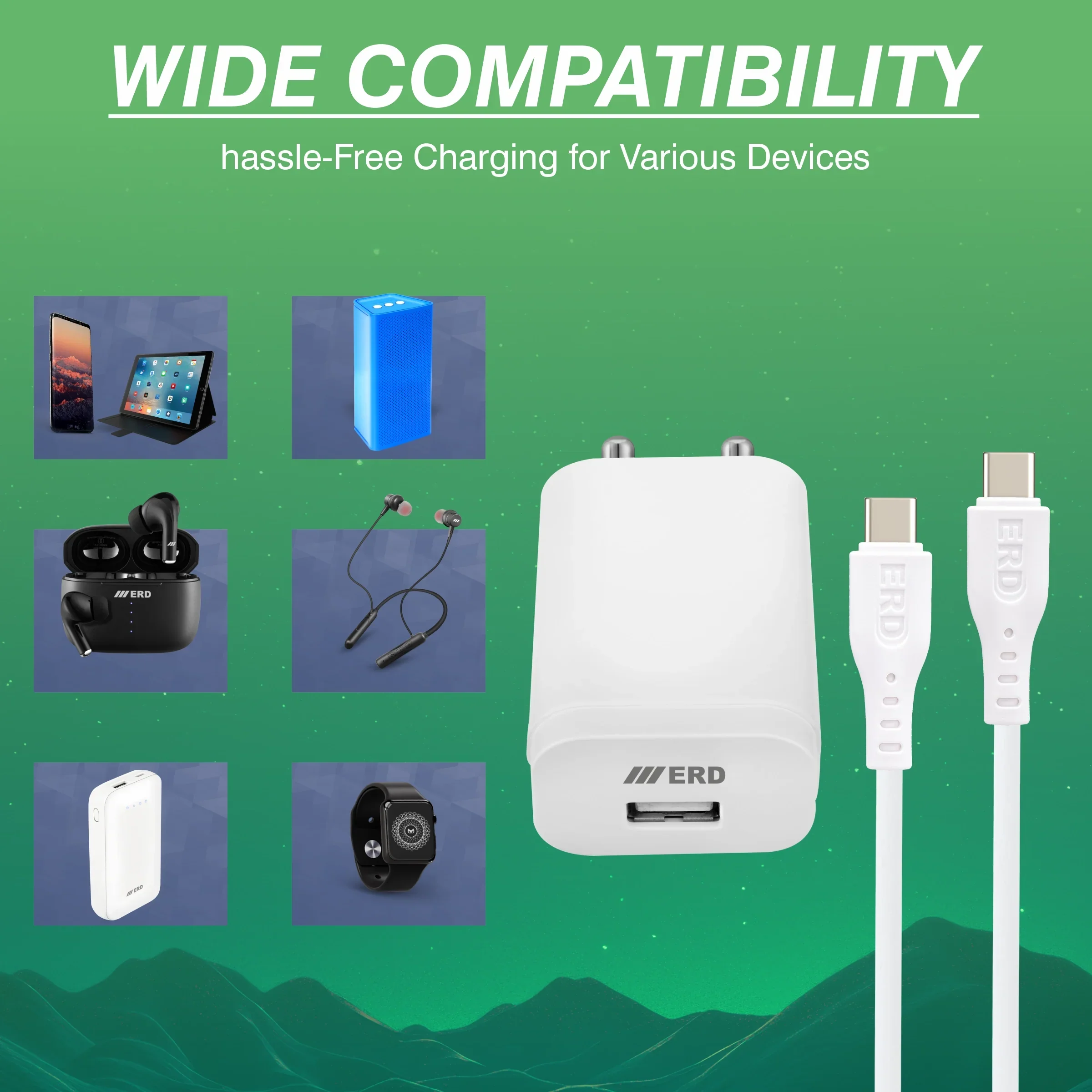 ERD TC-232 CHARGER USB-C TO C PD WHT 25W - Image 8