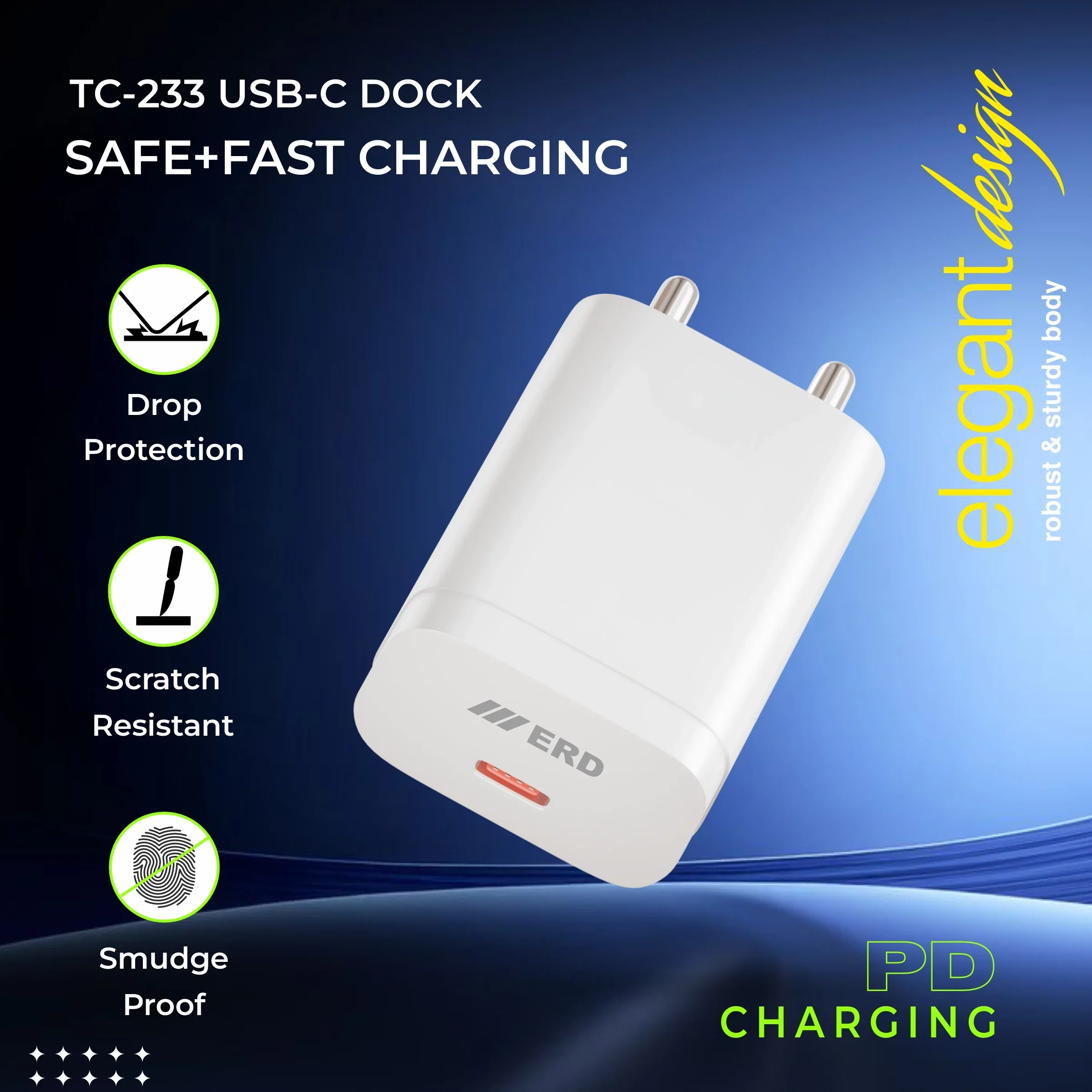 ERD TC-233 USB-C DOCK PD CHARGER WHT 33W - Image 4