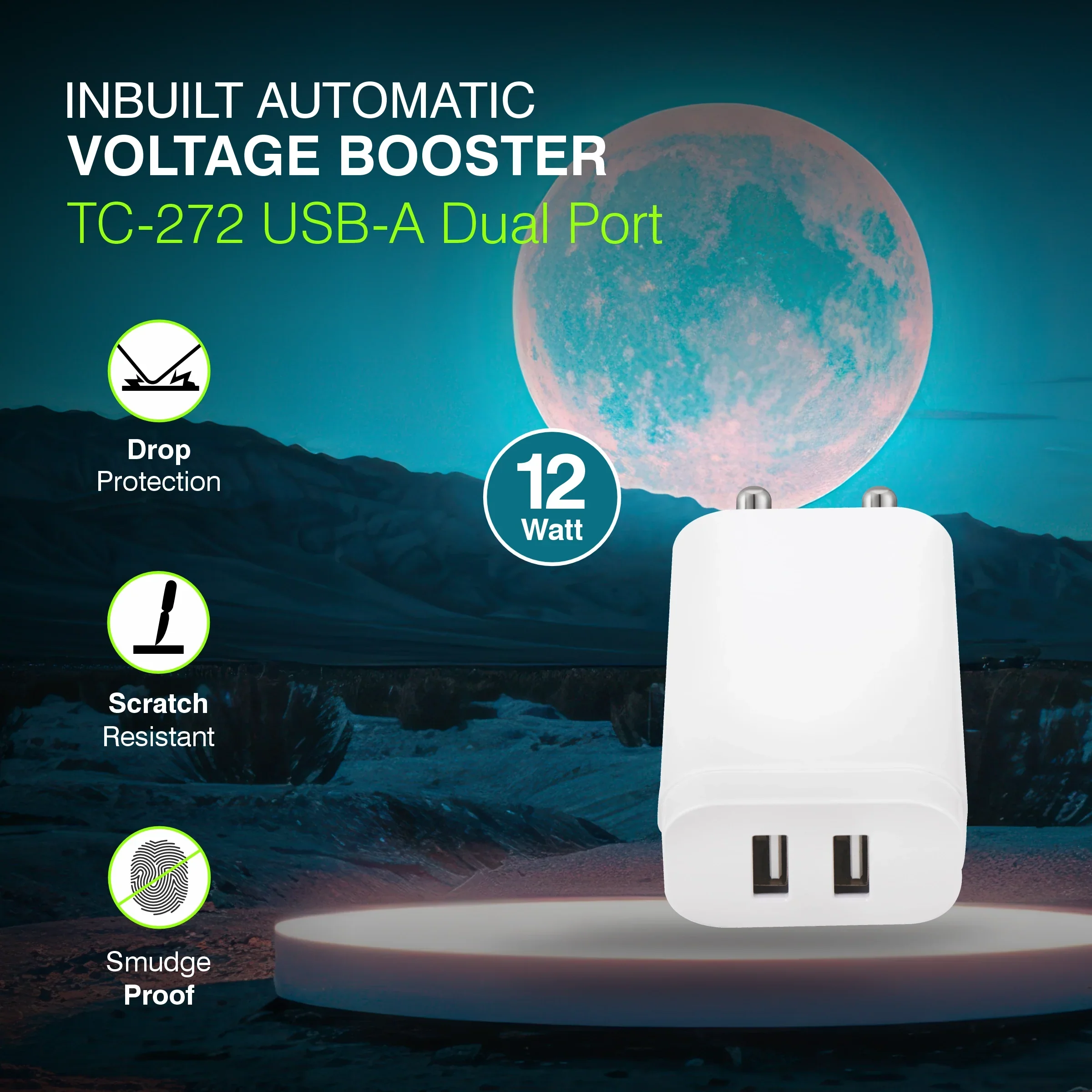 ERD TC-272 USB-A DUAL CHARGER WHT 12W - Image 3