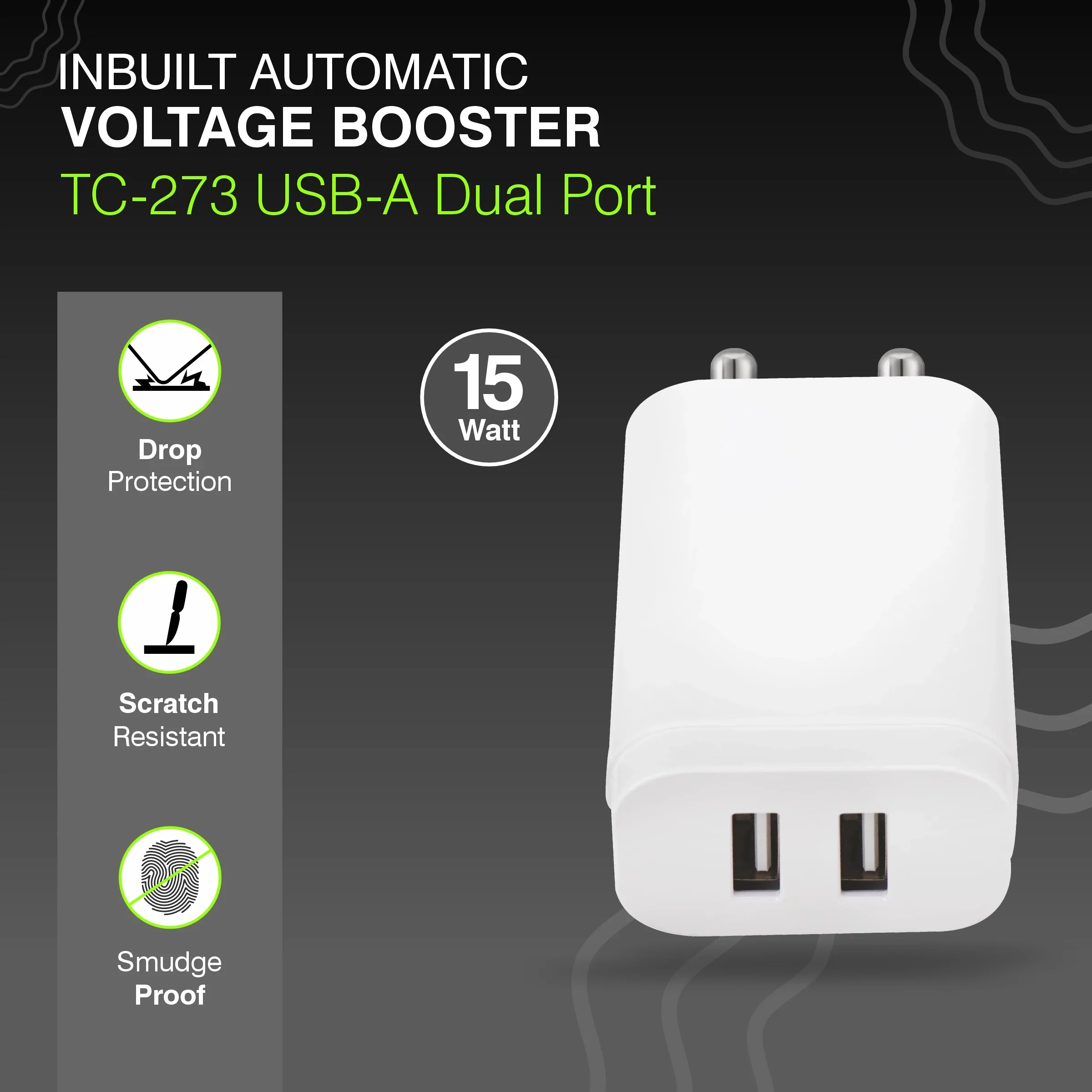 ERD TC-273 USB-A DUAL CHARGER WHT 15W - Image 3