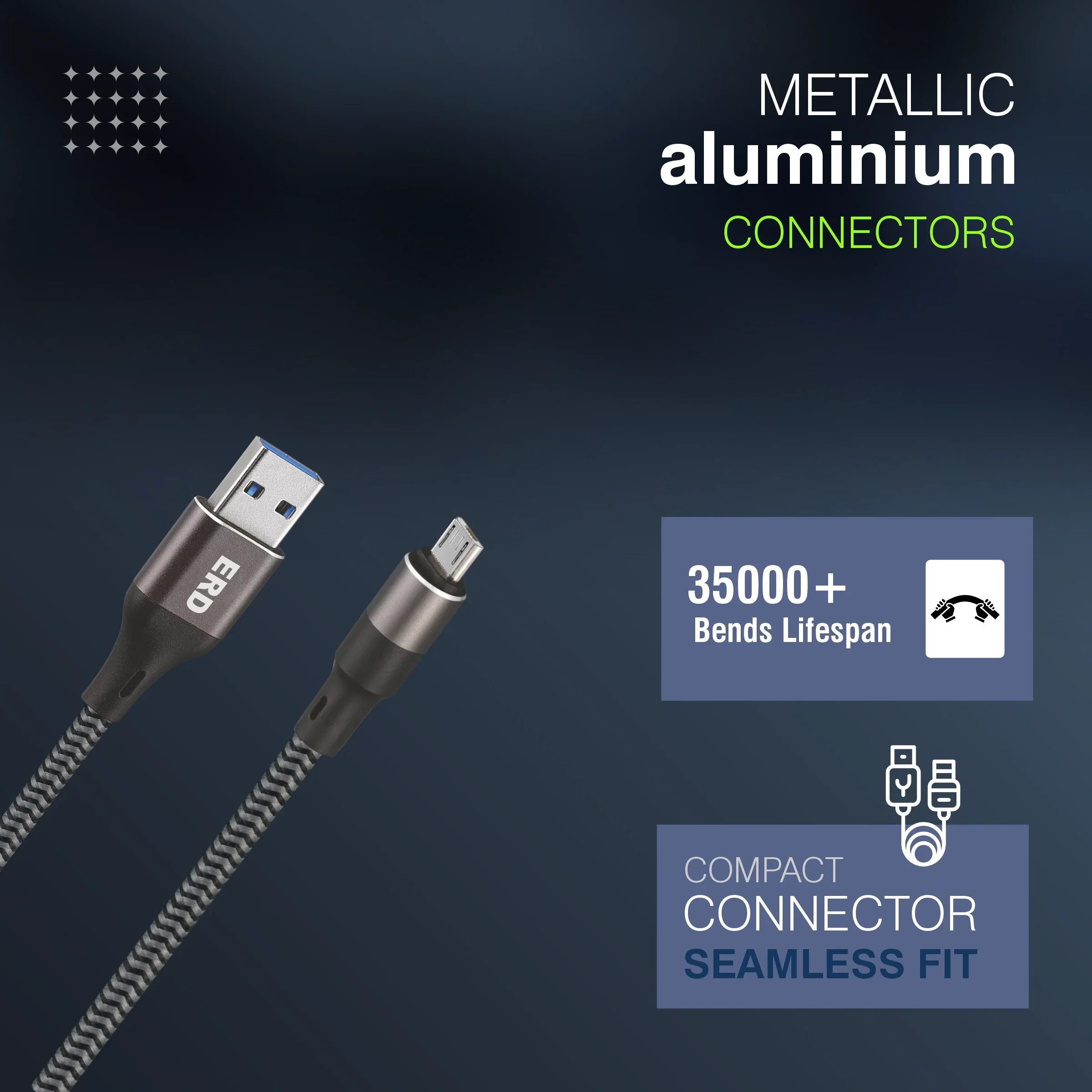 ERD UC-195 Micro USB Metal Braided Data Cable-25W - Image 4