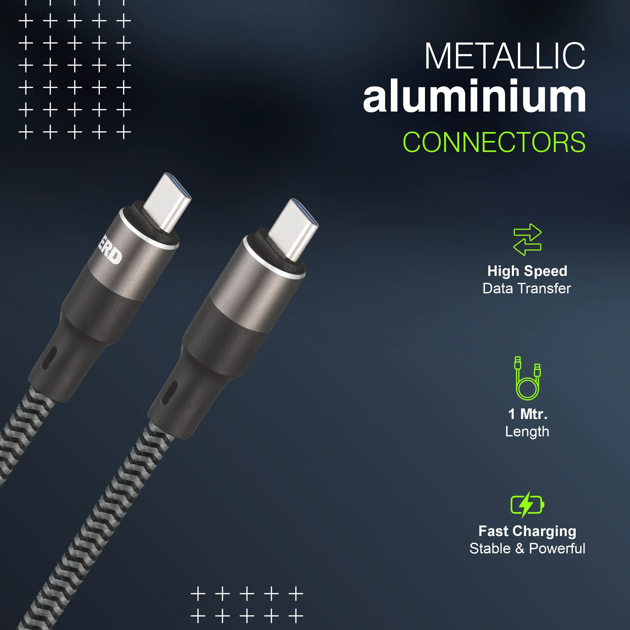 ERD UC-199 USB-C TO C Metal Braided Data Cable-65W - Image 3