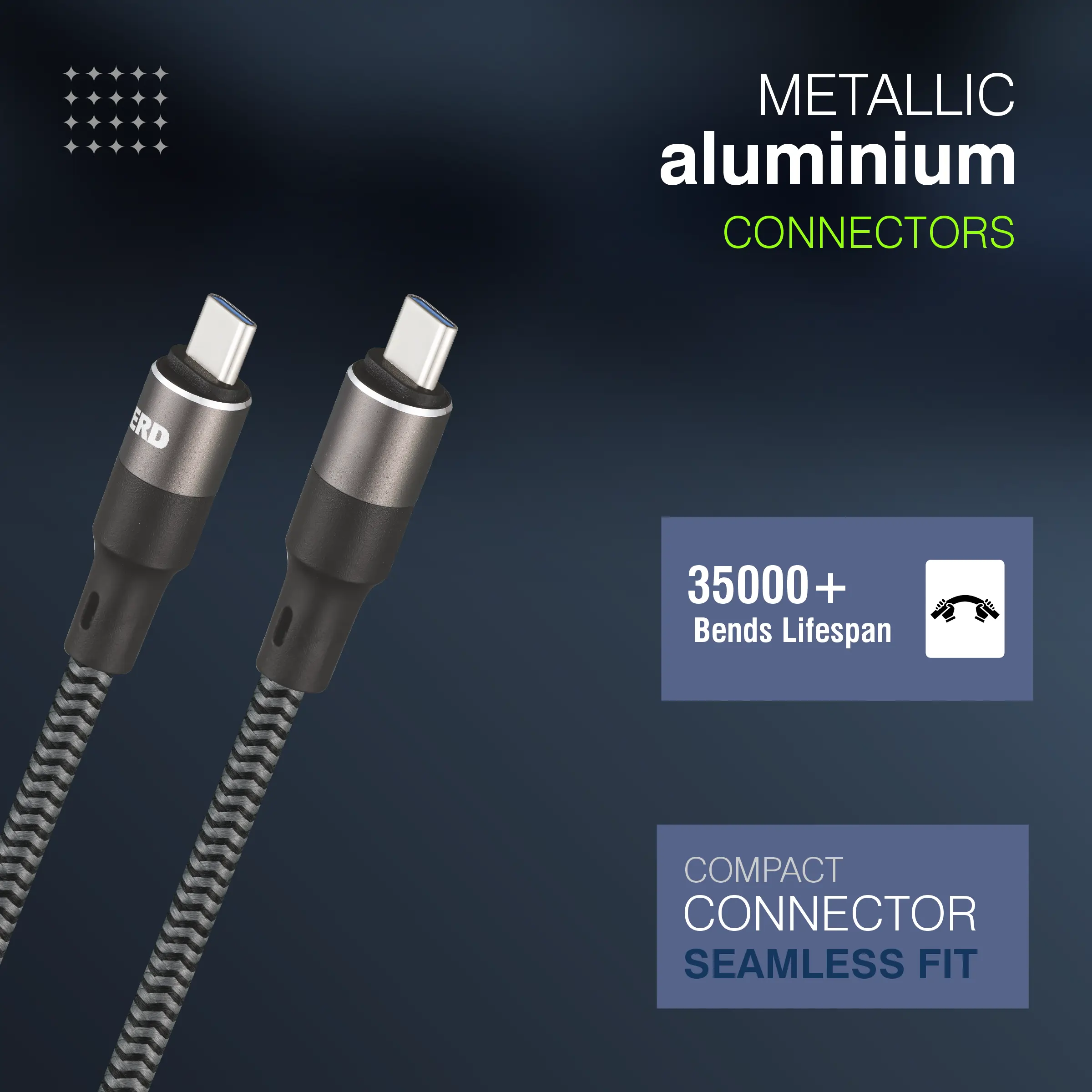 ERD UC-199 USB-C TO C Metal Braided Data Cable-65W - Image 5