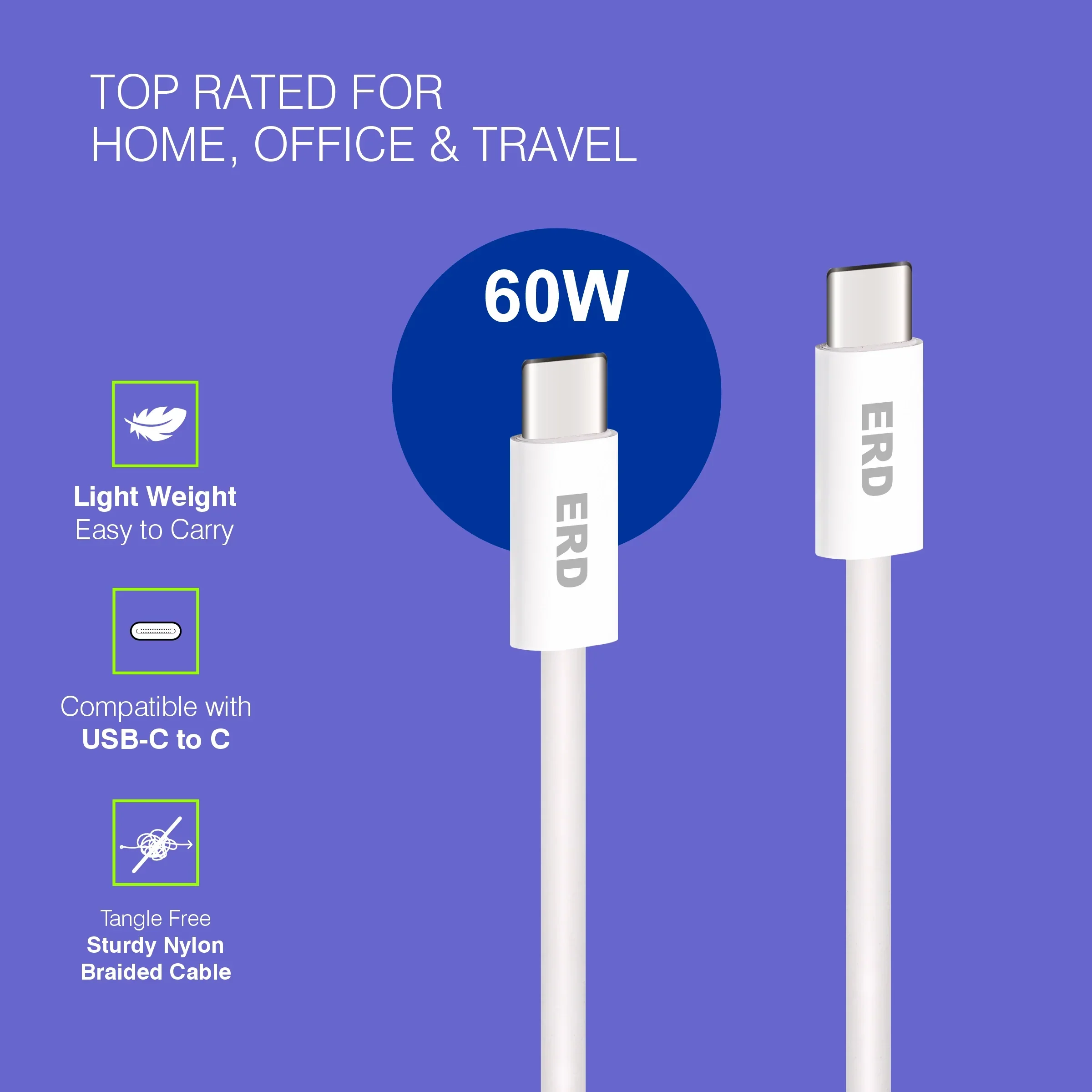 ERD UC-307 USB-C TO C IP15 Data Cable-60W - Image 6
