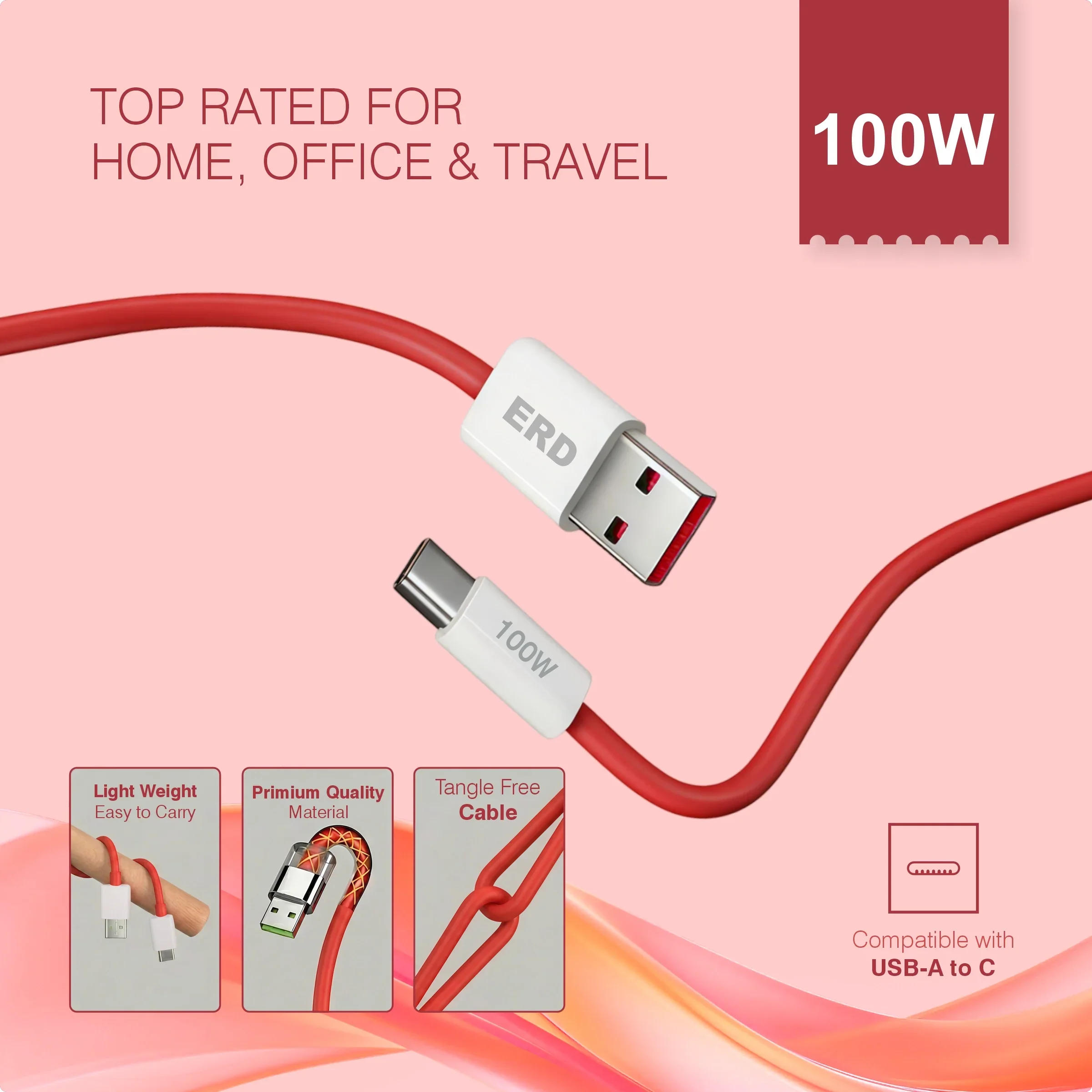ERD UC-366 USB-A TO C DATA PPR 100W - Image 6