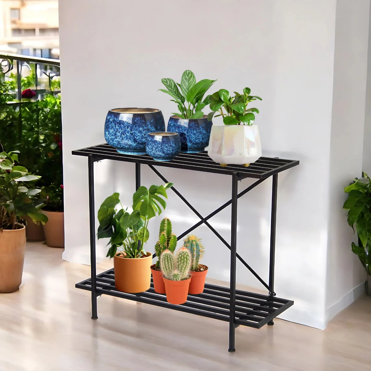 Eric 2-Tier Metal Plant Stand – Stylish Indoor & Balcony Organizer - Image 2
