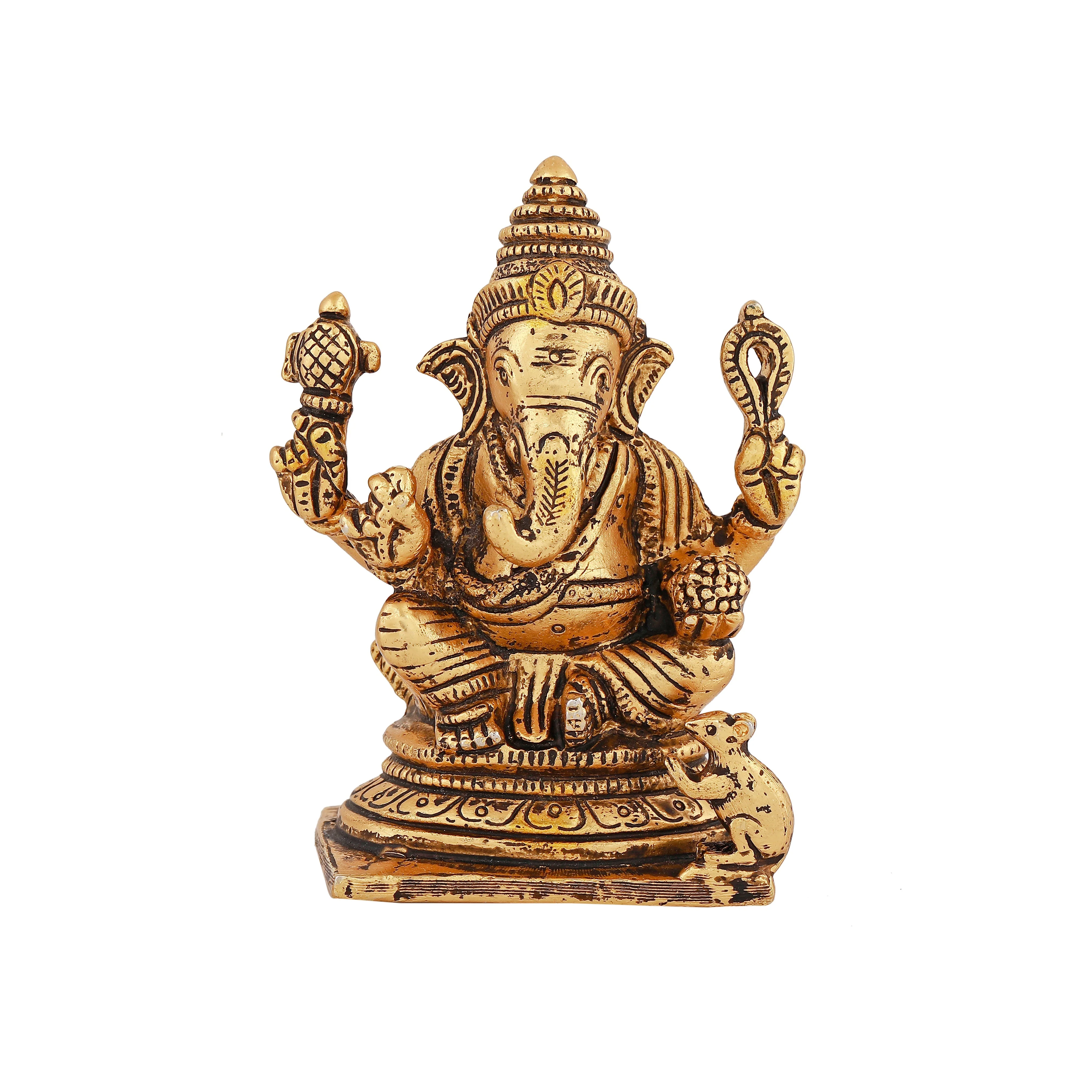 Estele Elegant Gold Plated Antique Spiritual Lord Ganesh Idol For Gifts & House Warming/Home/Office Decors. - Image 2