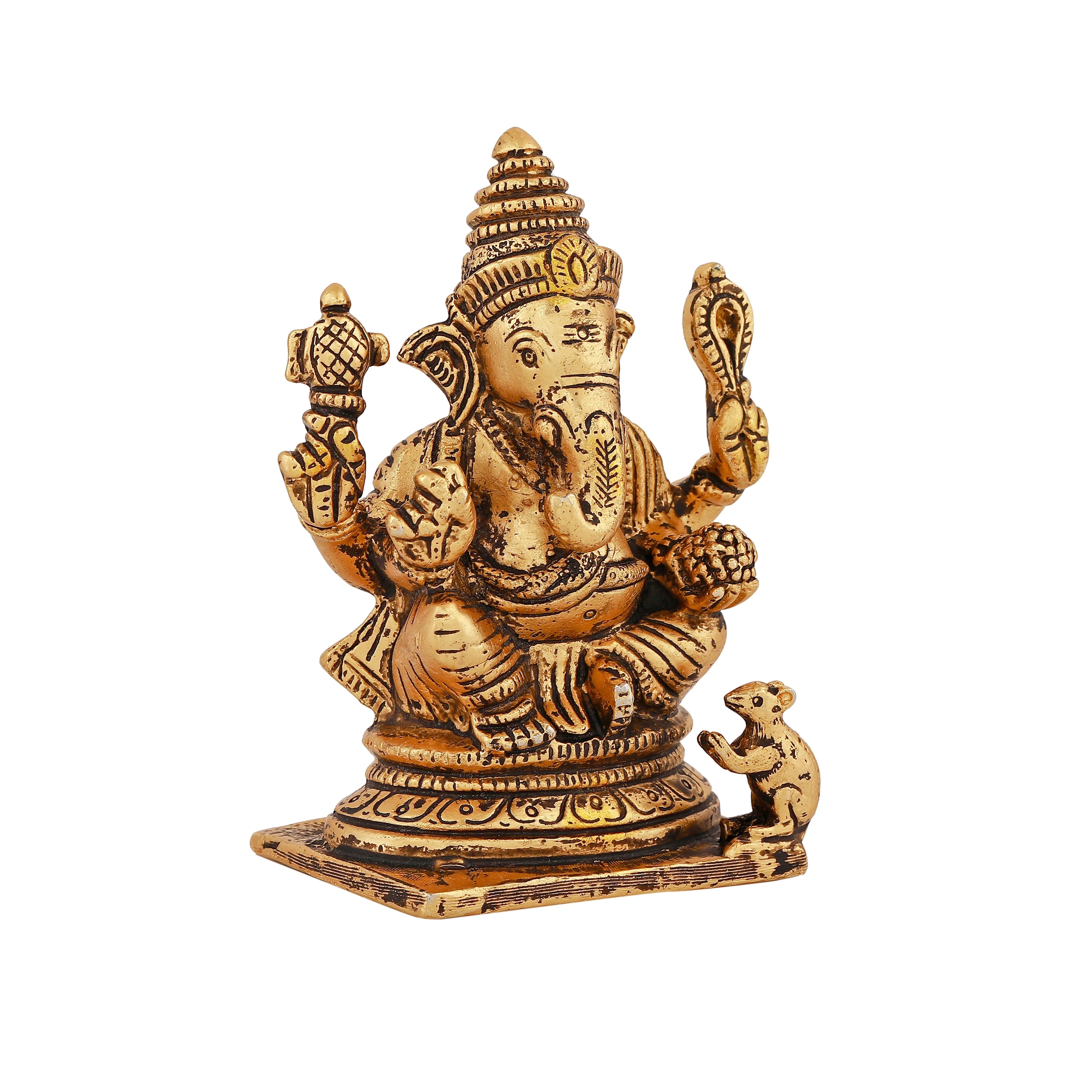 Estele Elegant Gold Plated Antique Spiritual Lord Ganesh Idol For Gifts & House Warming/Home/Office Decors. - Image 3