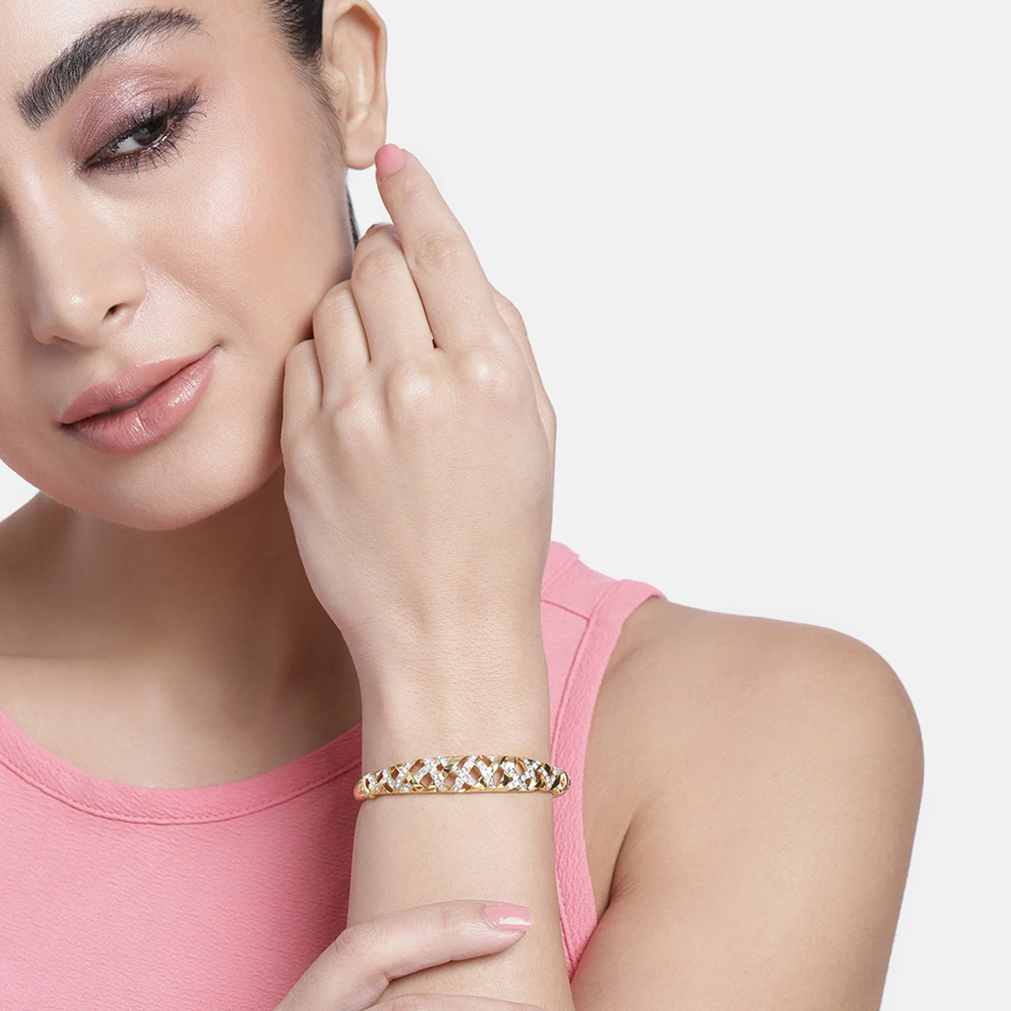 Estele Gold Plated American Diamond Bracelet For Women - Image 13
