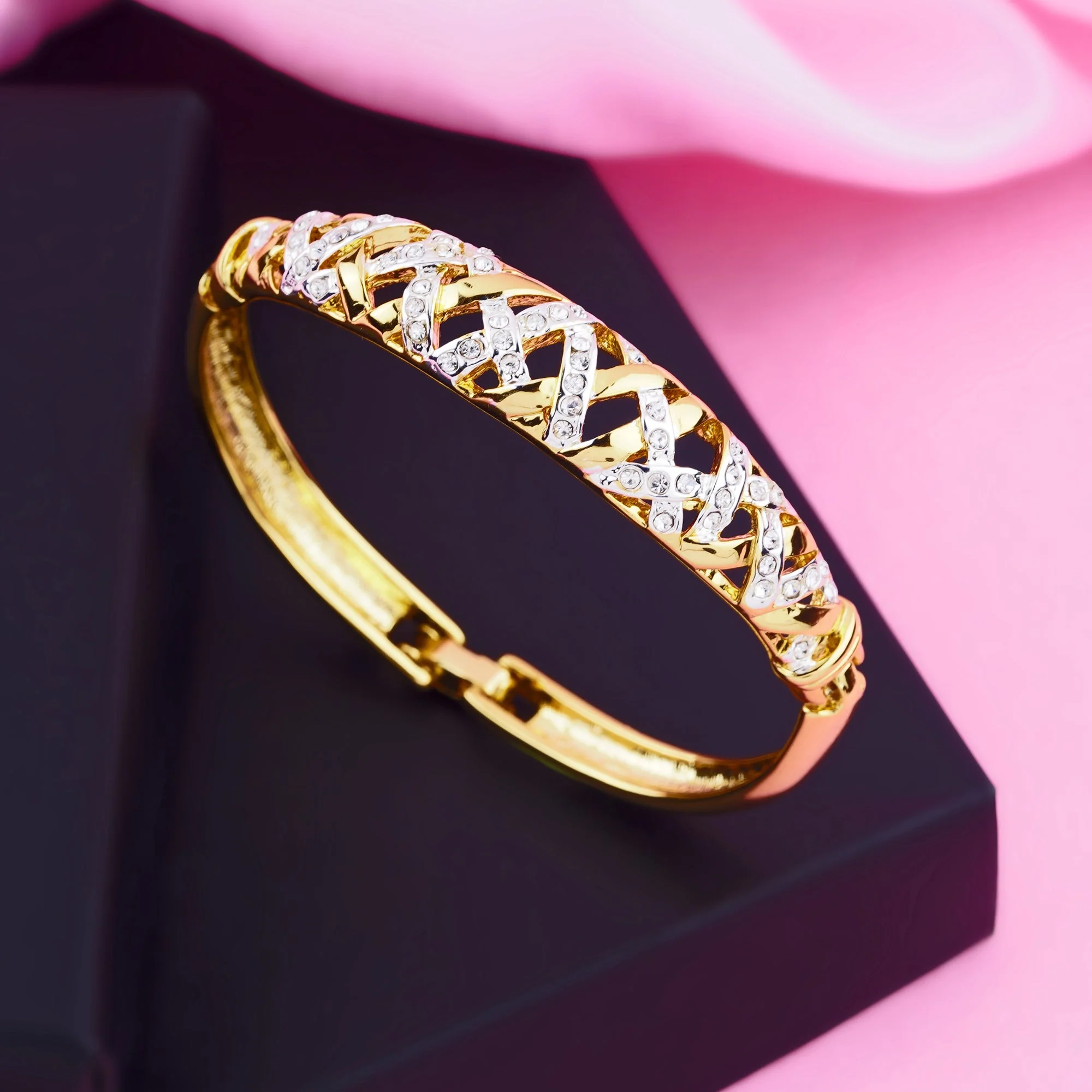 Estele Gold Plated American Diamond Bracelet For Women - Image 2