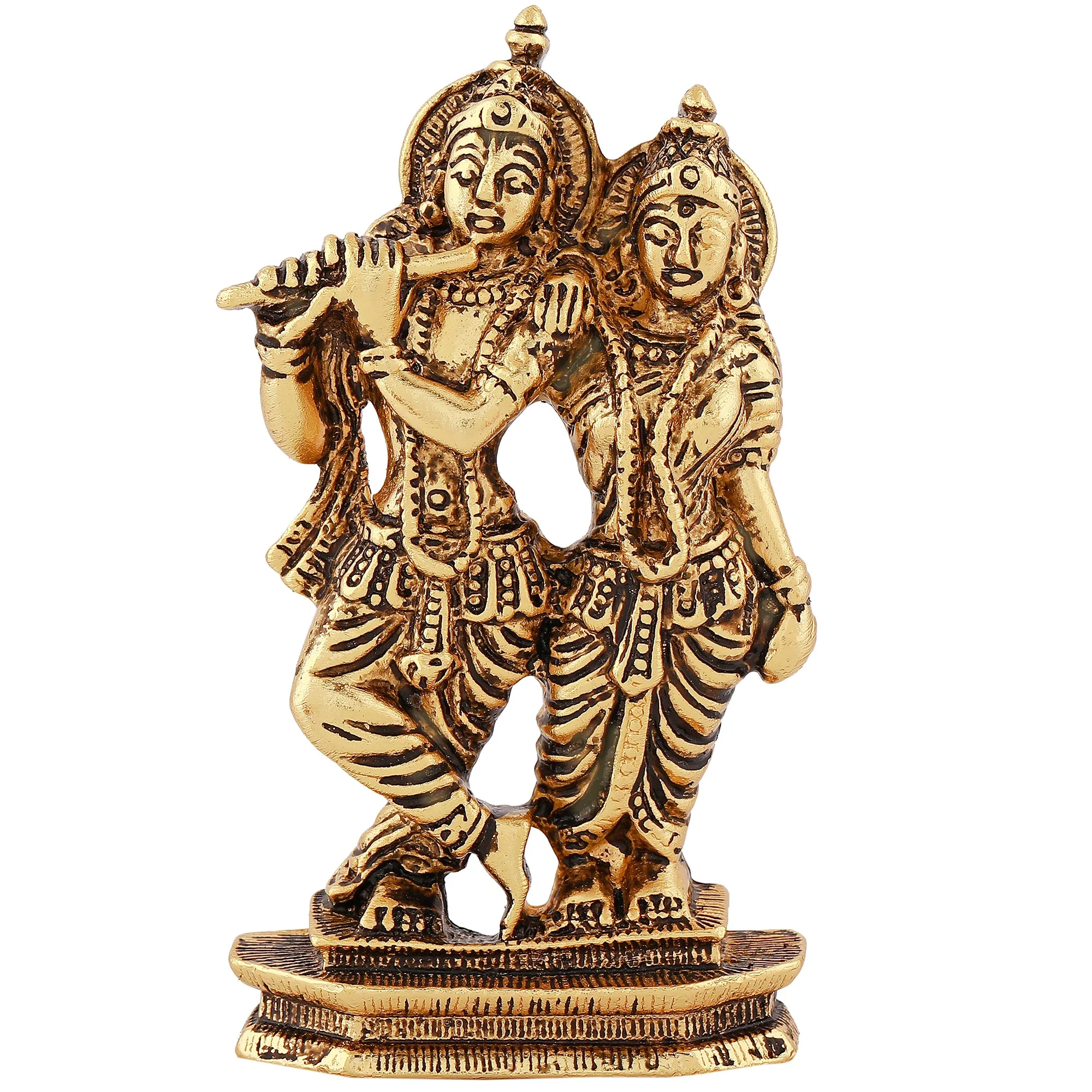 Estele Gold Plated Antique Devotional Shree Radha Krishna Idol For Home/Car Decor. - Image 3