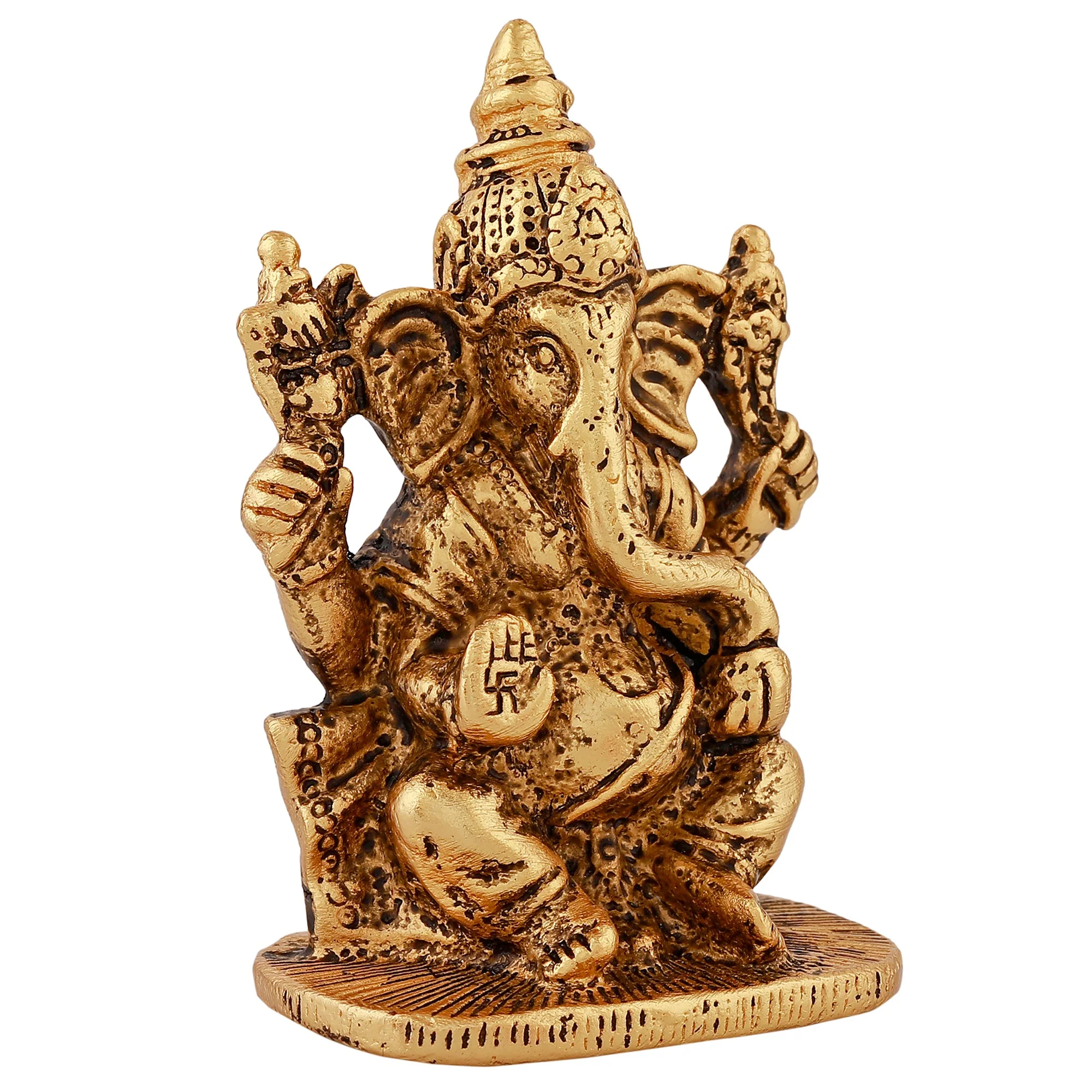 Estele Gold Plated Antique Divine Lord Ganesh Idol For Gifts & House Warming/Home/Office Decors. - Image 3