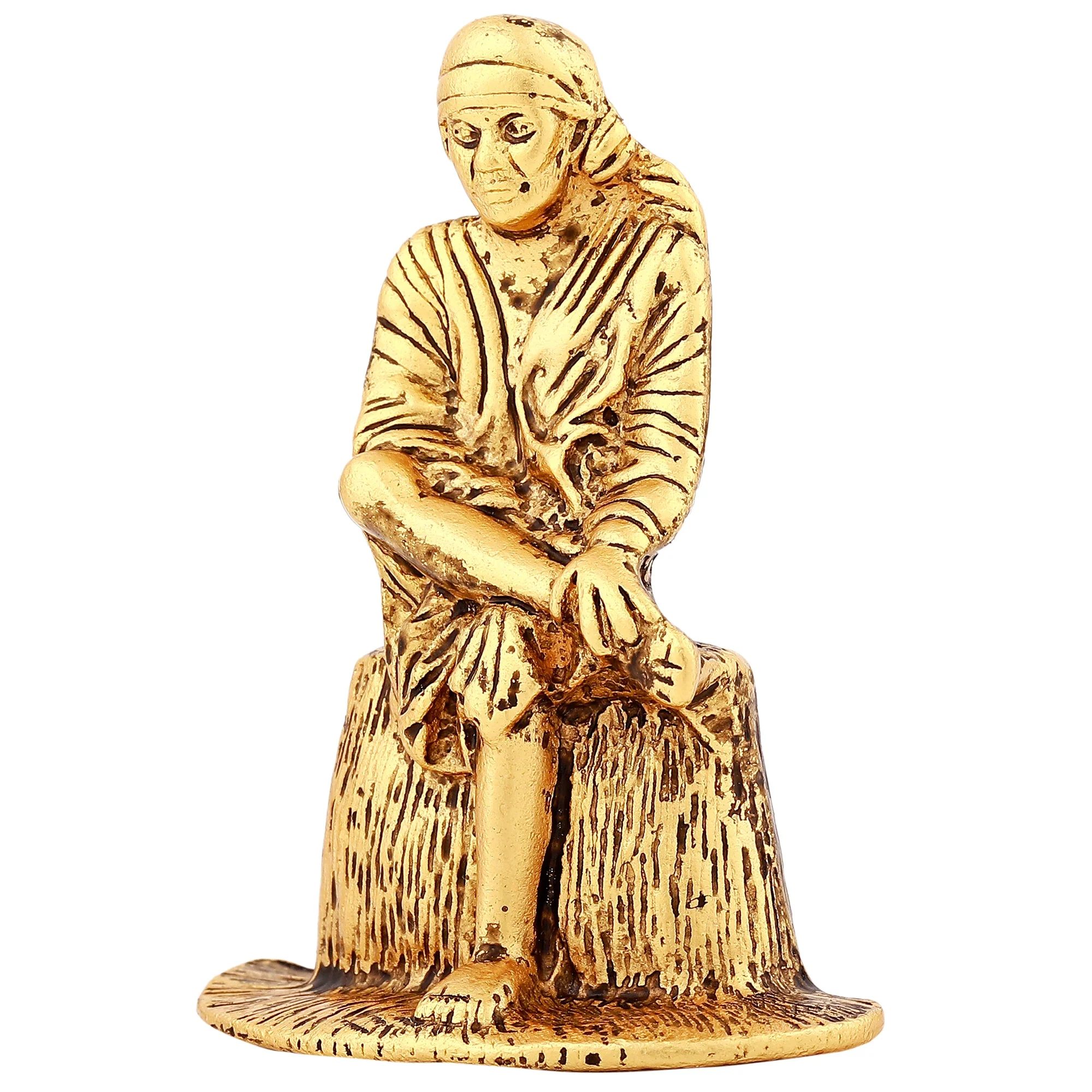 Estele Gold-Plated Antique Divine Shirdi Sai Baba Idol For Pooja/Gifts/Car Decor. - Image 3
