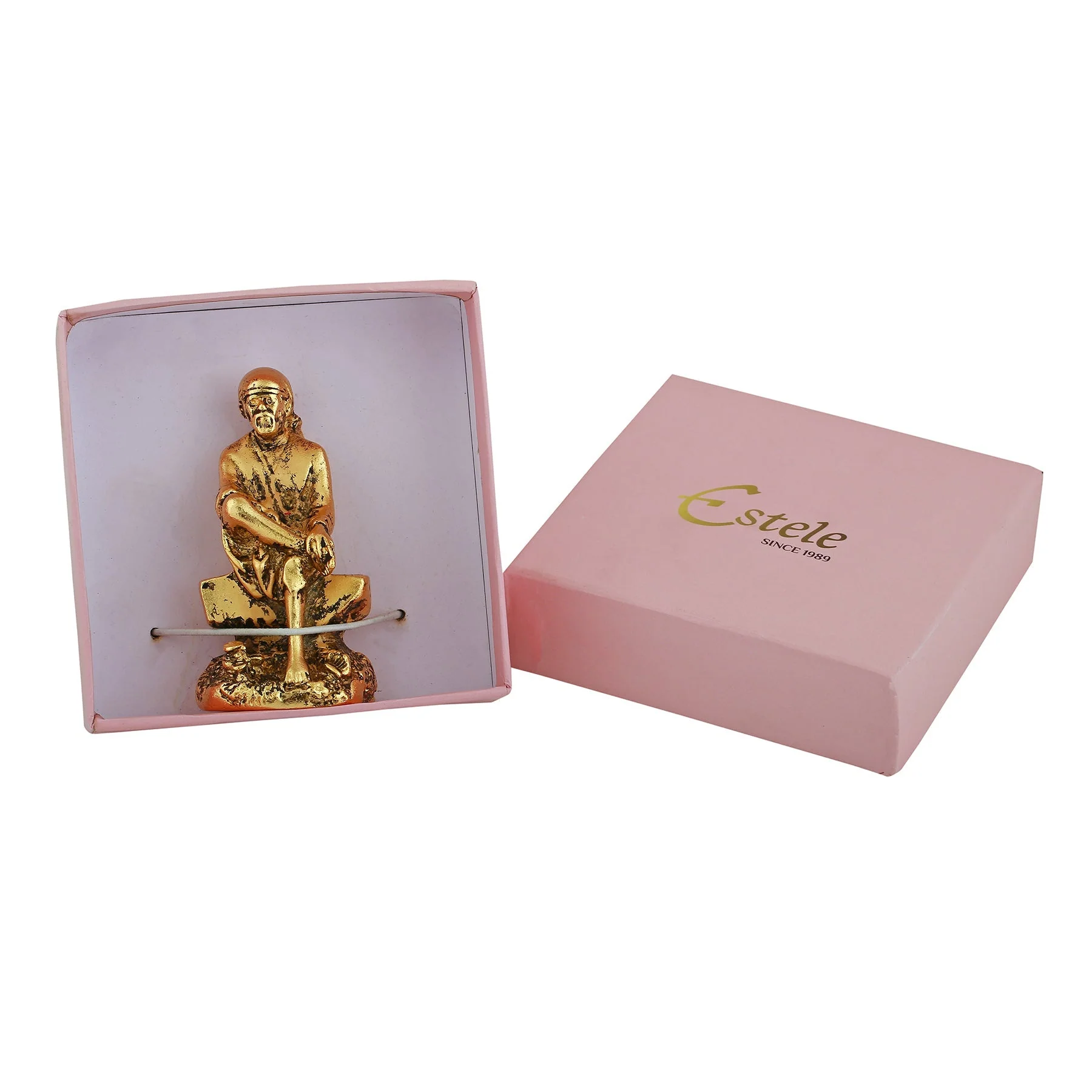 Estele Gold-Plated Antique Divine Shirdi Wale Sai Baba Idol For Pooja/Gifts/Car Decor. - Image 6