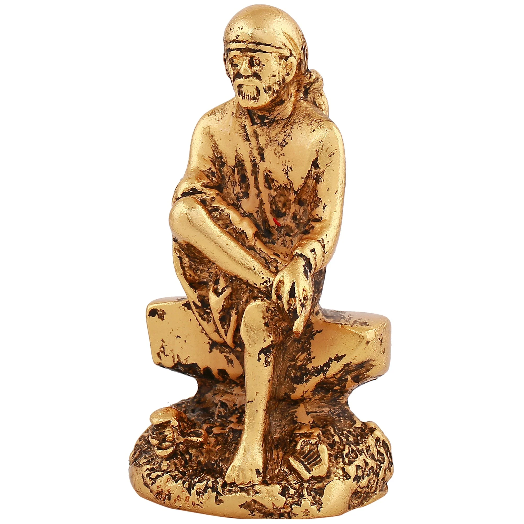 Estele Gold-Plated Antique Divine Shirdi Wale Sai Baba Idol For Pooja/Gifts/Car Decor. - Image 8