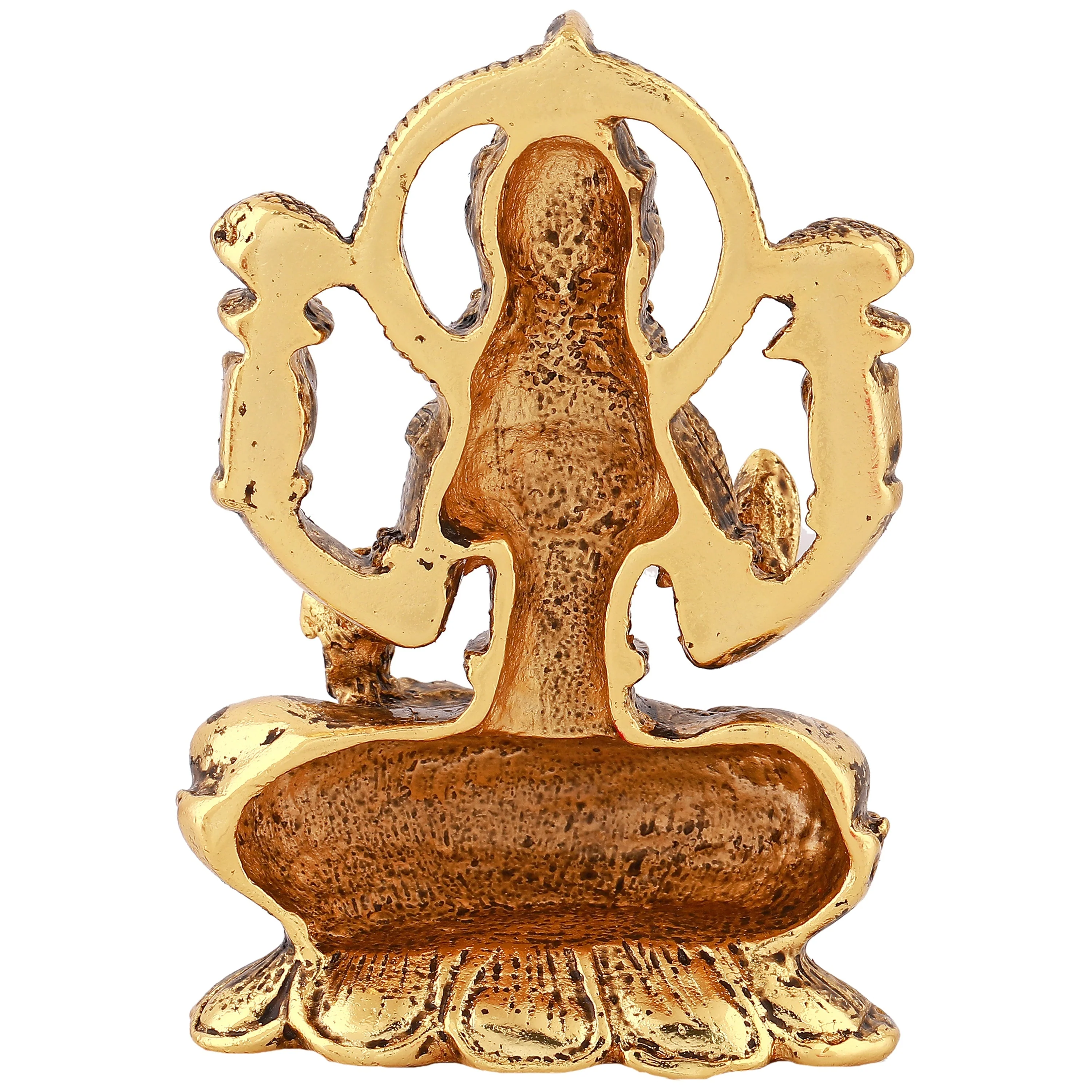 Estele Gold-Plated Antique Goddess Of Wealth Laxmi Devi On Lotus Idol For Home/Car Decor - Image 4