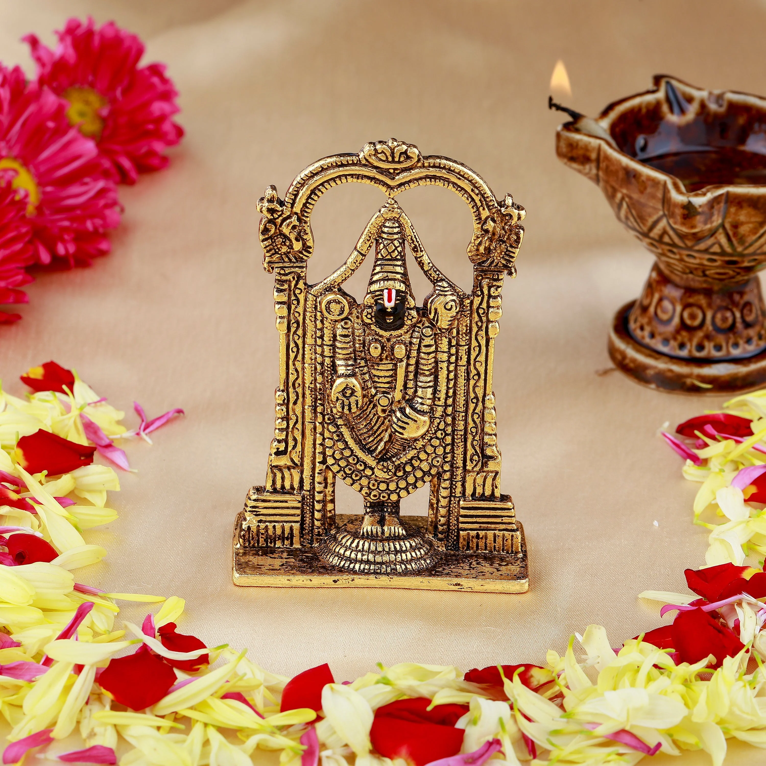 Estele Gold Plated Antique Lord Tirupati Balaji Idol Showpiece For Pooja Mandir/ Home Decorative - Image 8