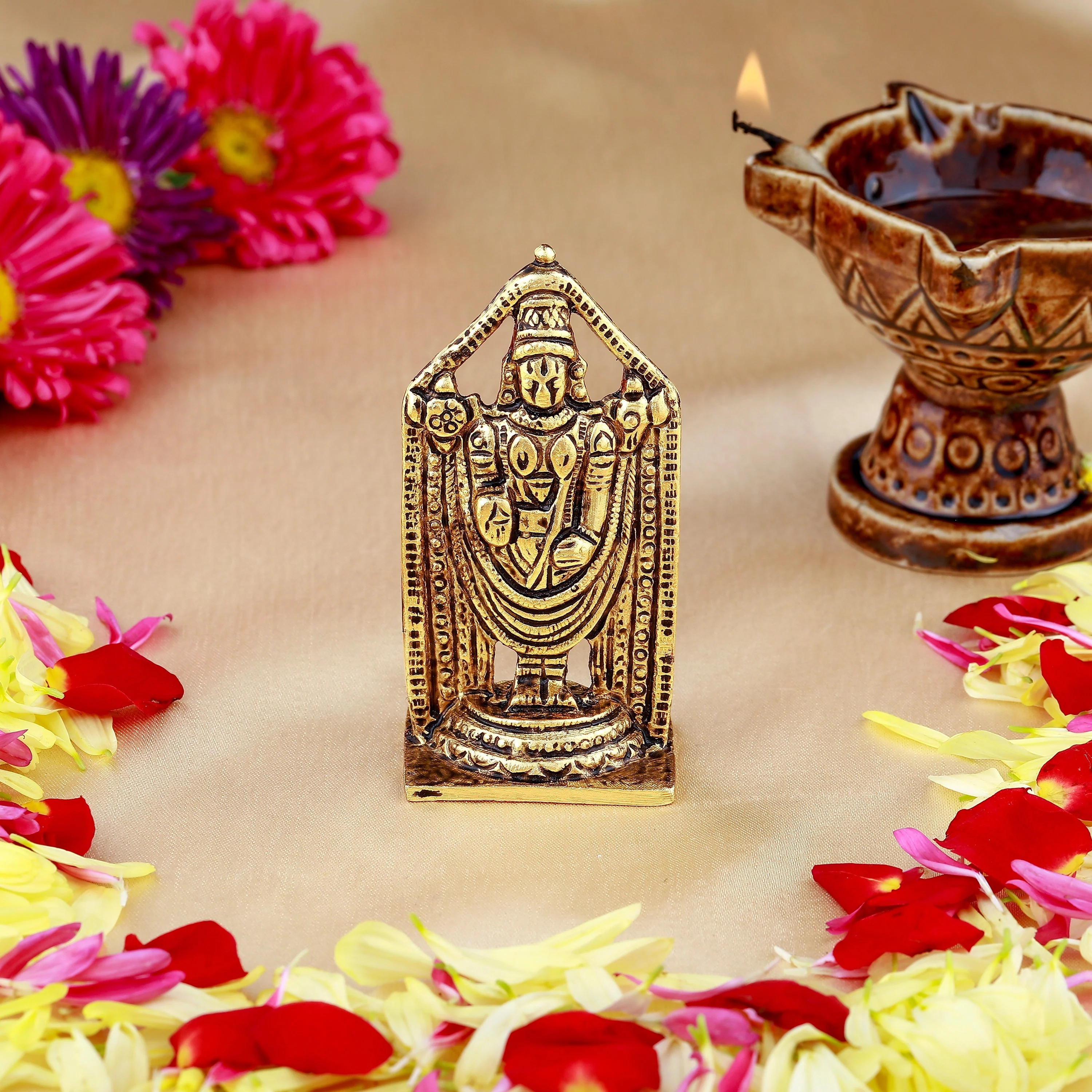 Estele Gold Plated Antique Lord Tirupati Balaji Idol Showpiece For Pooja Mandir/ Home Decorative - Image 8