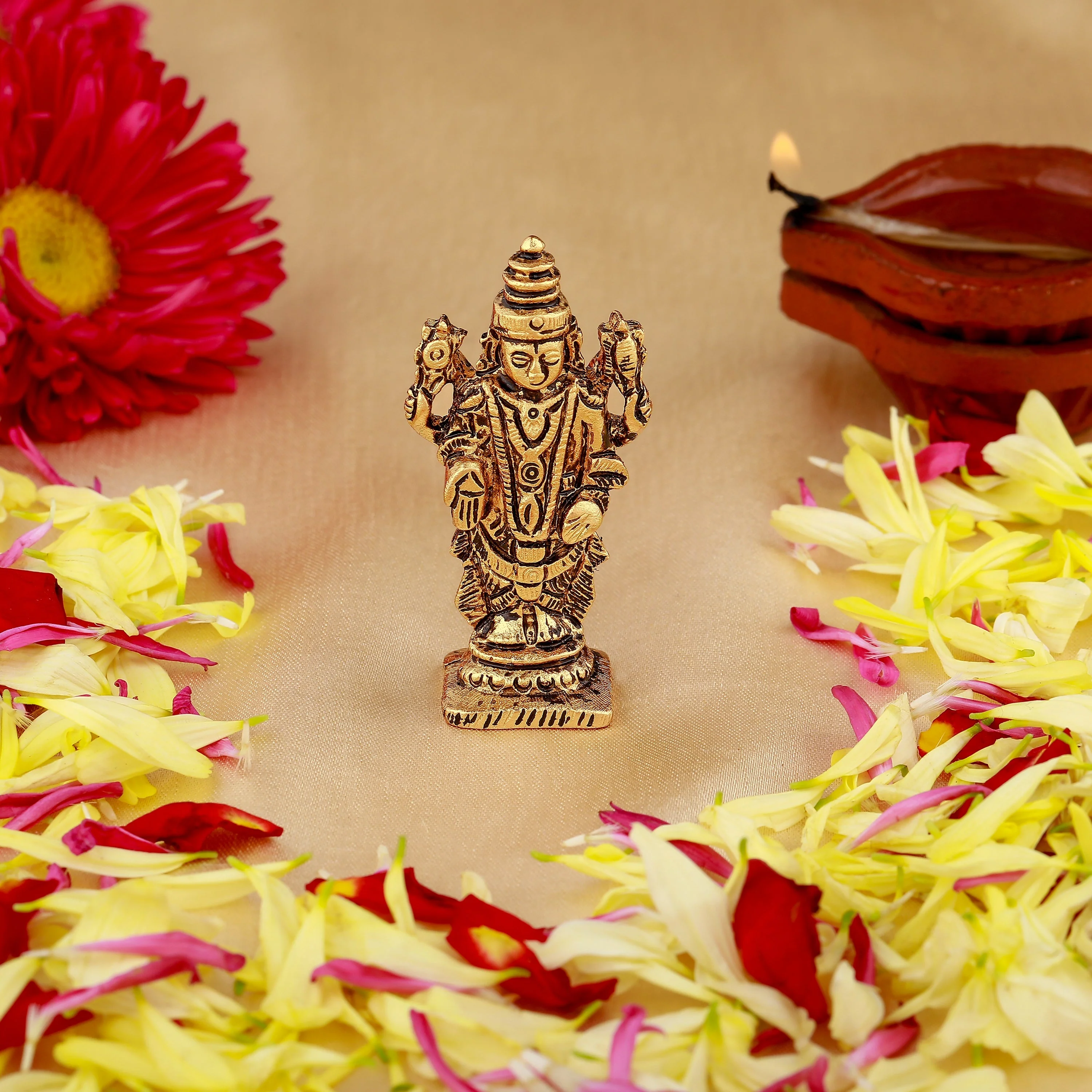 Estele Gold Plated Antique Lord Tirupati Balaji Idol Showpiece For Pooja Mandir/ Home Decorative - Image 7