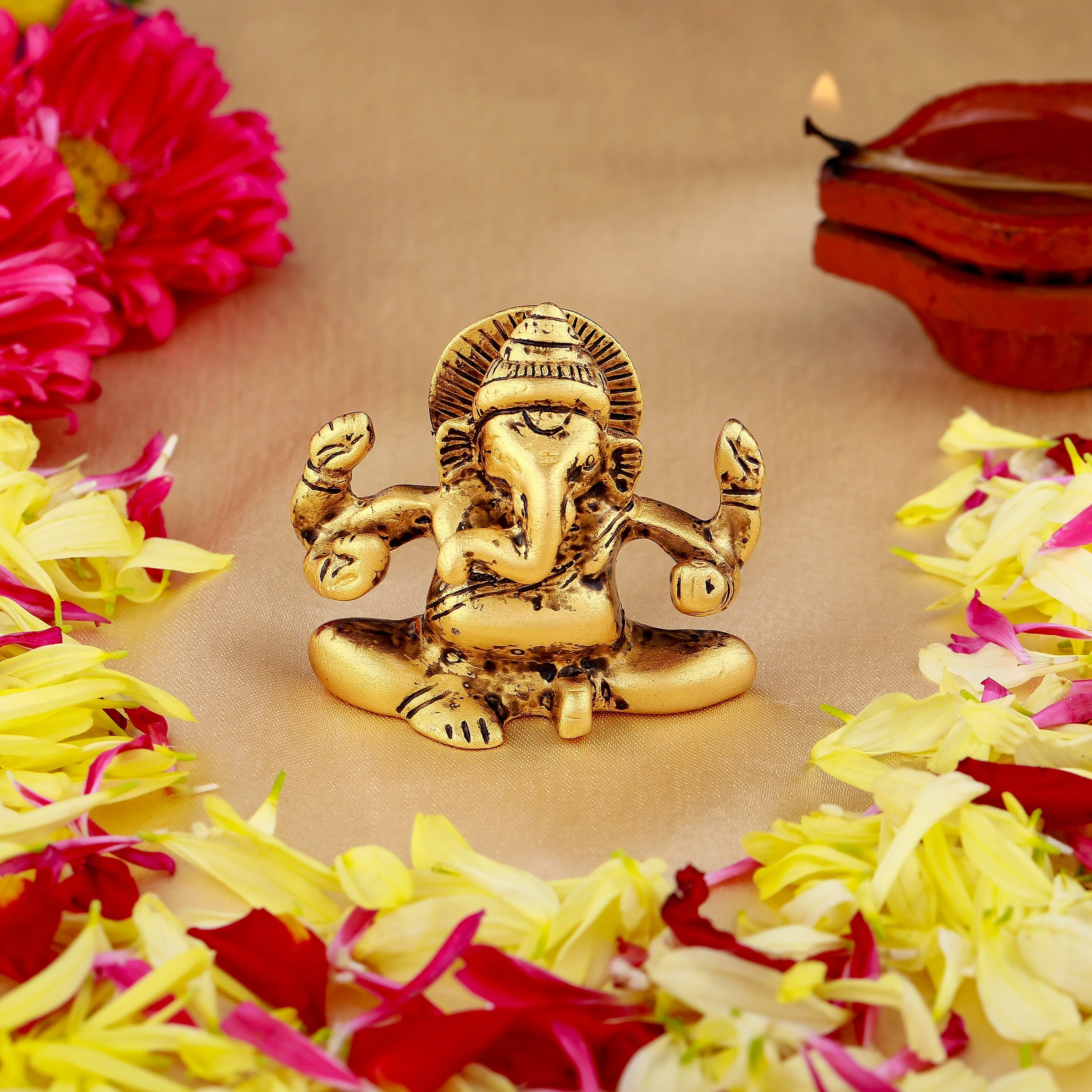 Estele Gold Plated Antique Spiritual Lord Ganesh Idol For Gifts & House Warming/Home/Office Decors. - Image 7