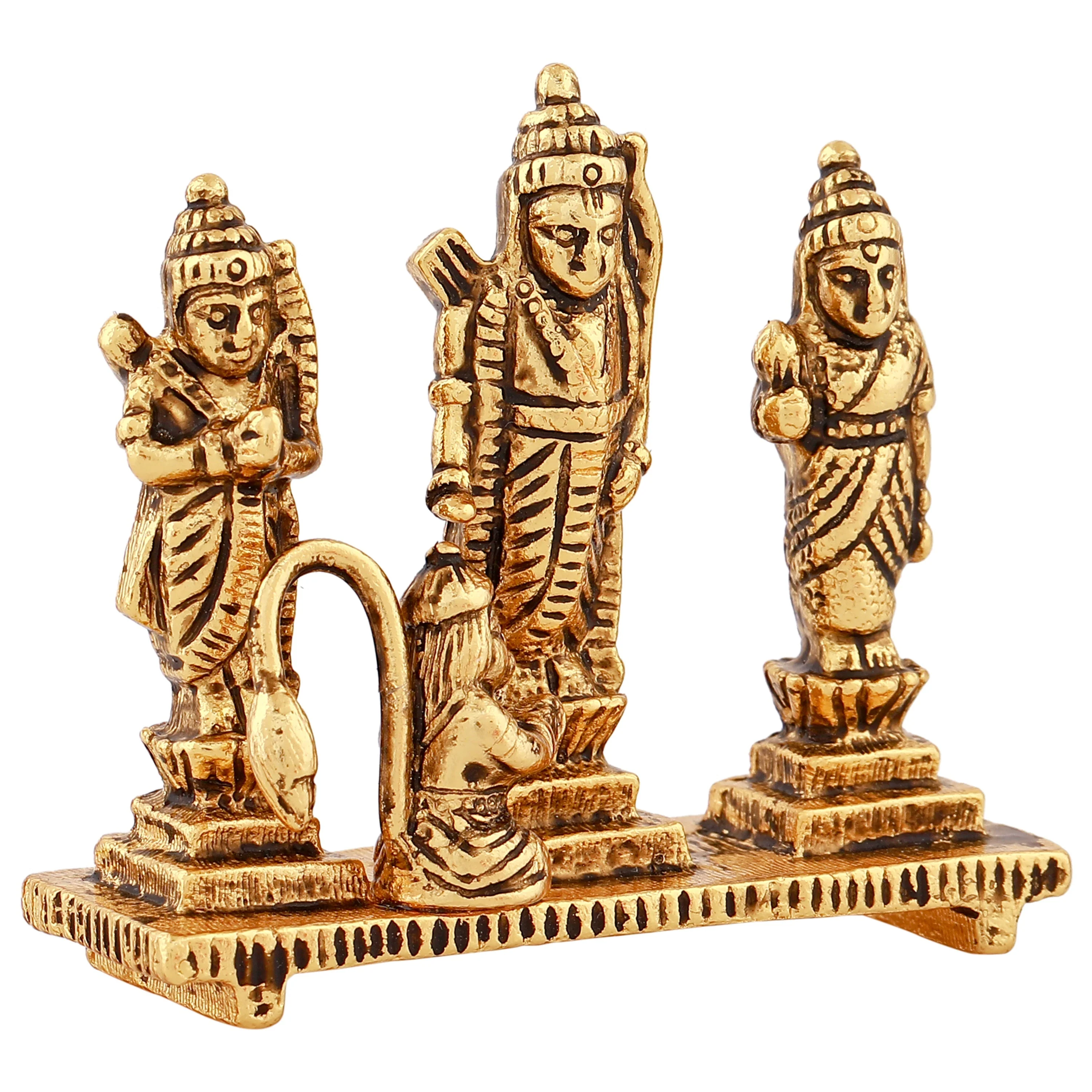 Estele Gold Plated Antique Spiritual Ram Darbar|God Ram,Laxman,Sita & Hanuman Idol For Pooja/Car Decor. - Image 2