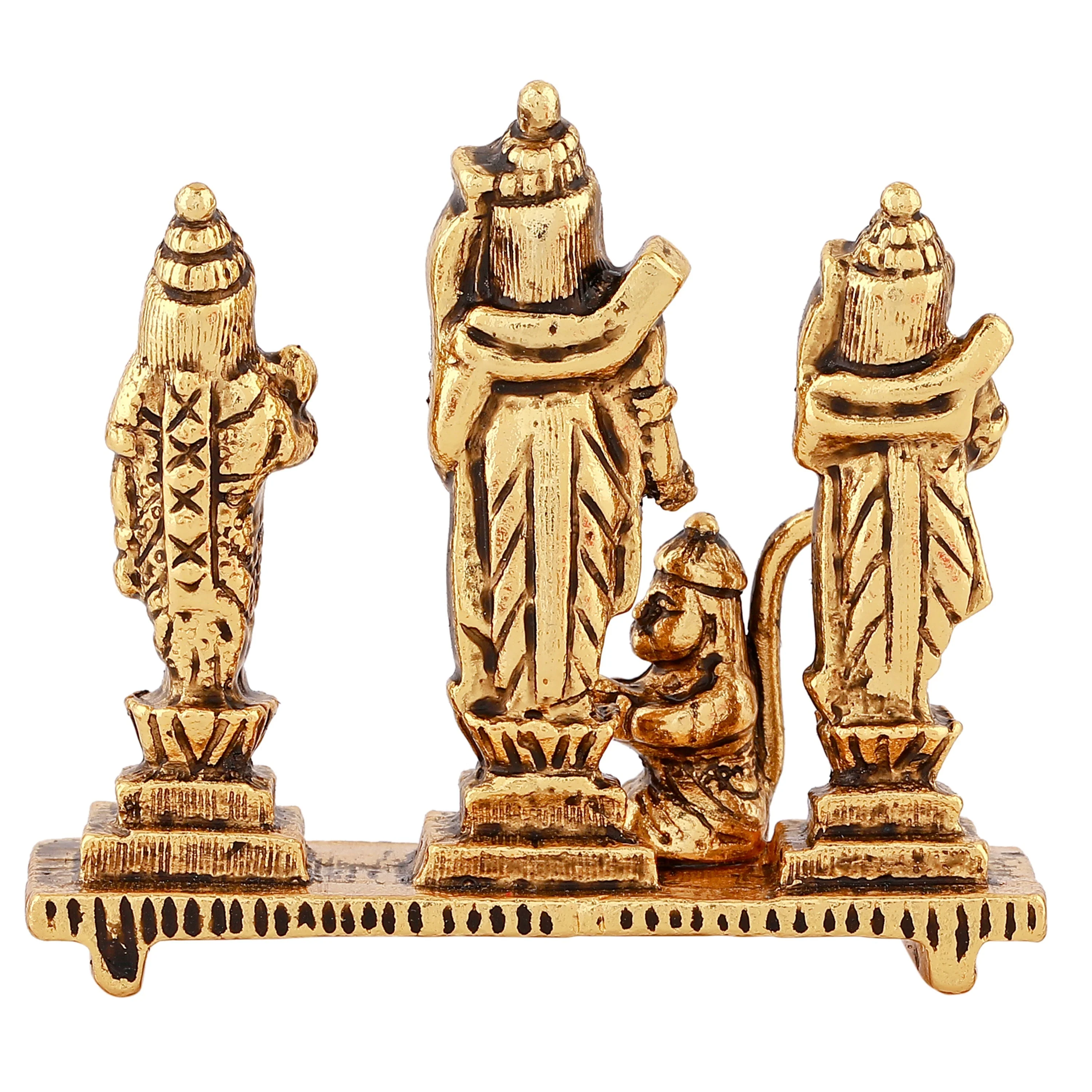 Estele Gold Plated Antique Spiritual Ram Darbar|God Ram,Laxman,Sita & Hanuman Idol For Pooja/Car Decor. - Image 3